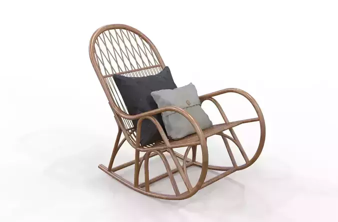 3d model rattan rocking chair 3D model
