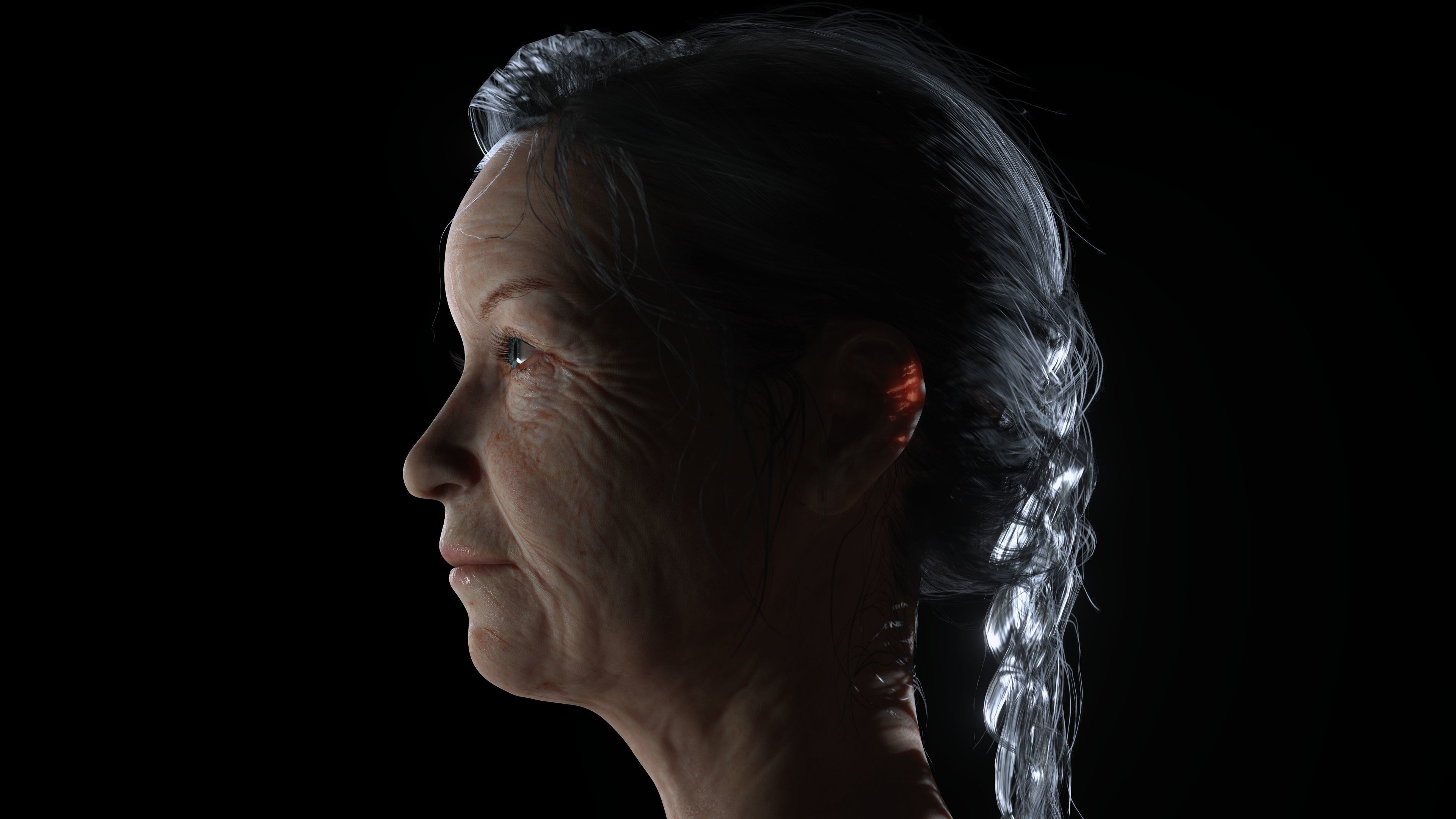 Evelyn - Realistic Old Woman Low-poly 3D model_8