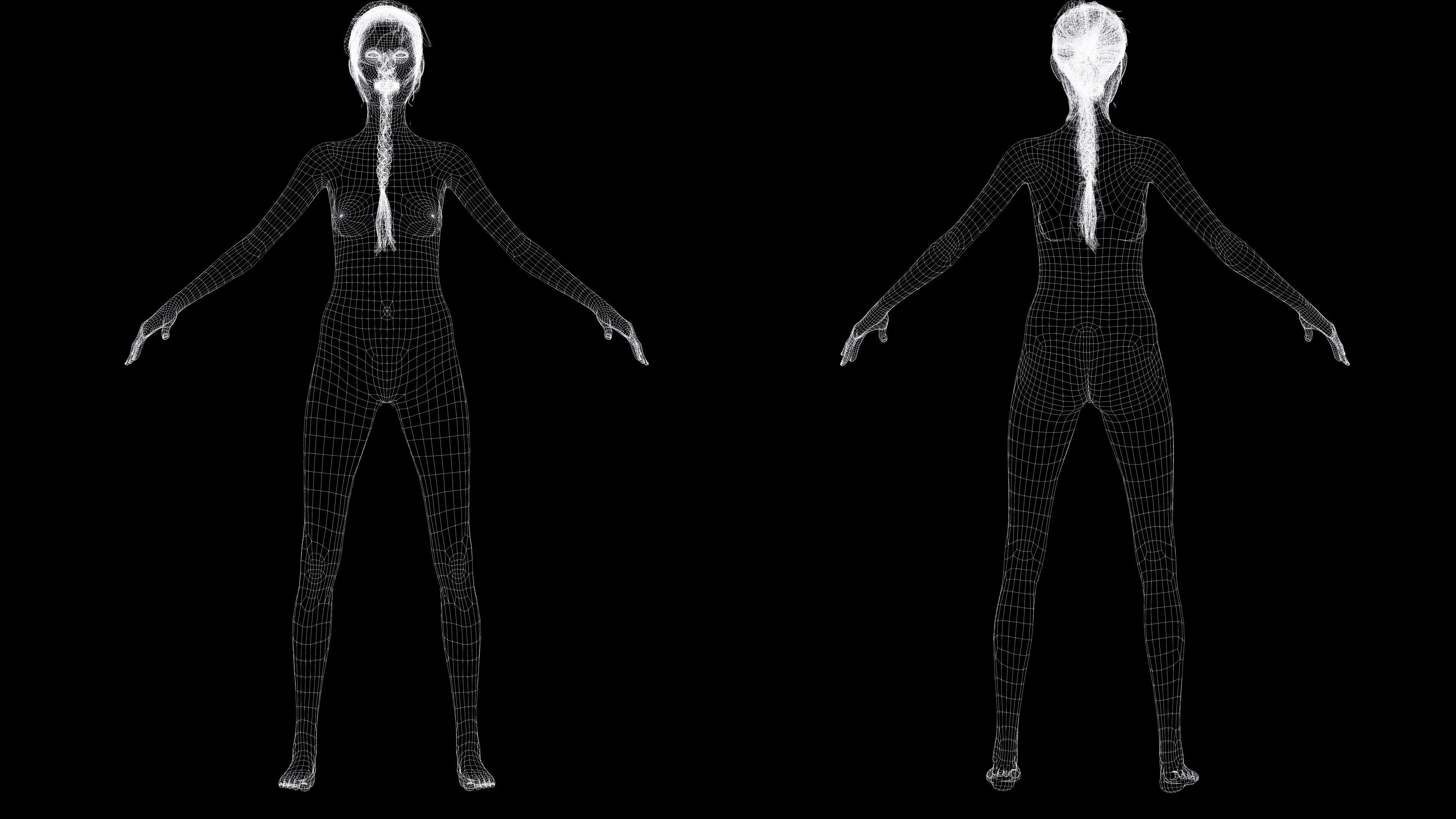 Evelyn - Realistic Old Woman Low-poly 3D model_7