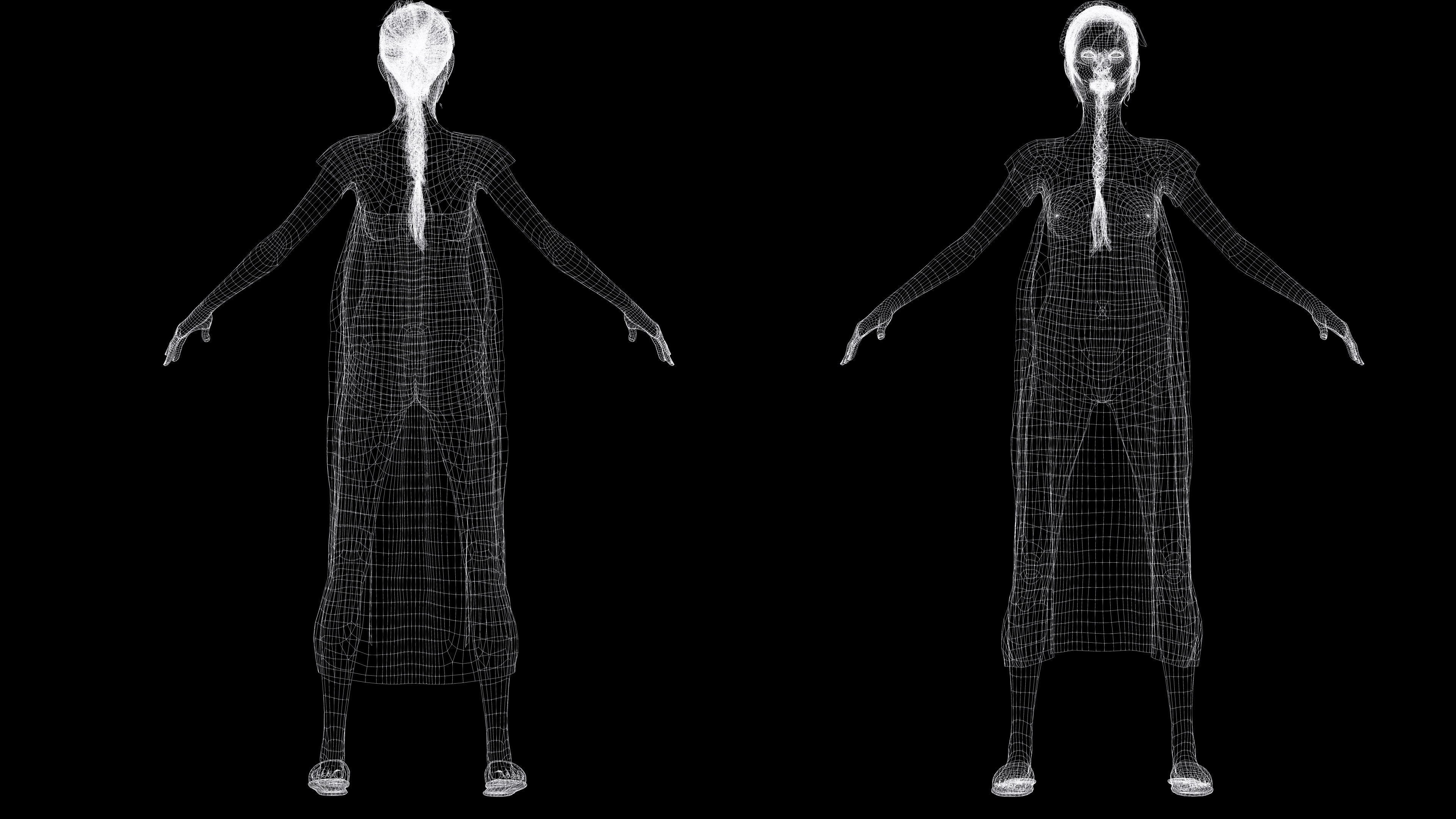 Evelyn - Realistic Old Woman Low-poly 3D model_6