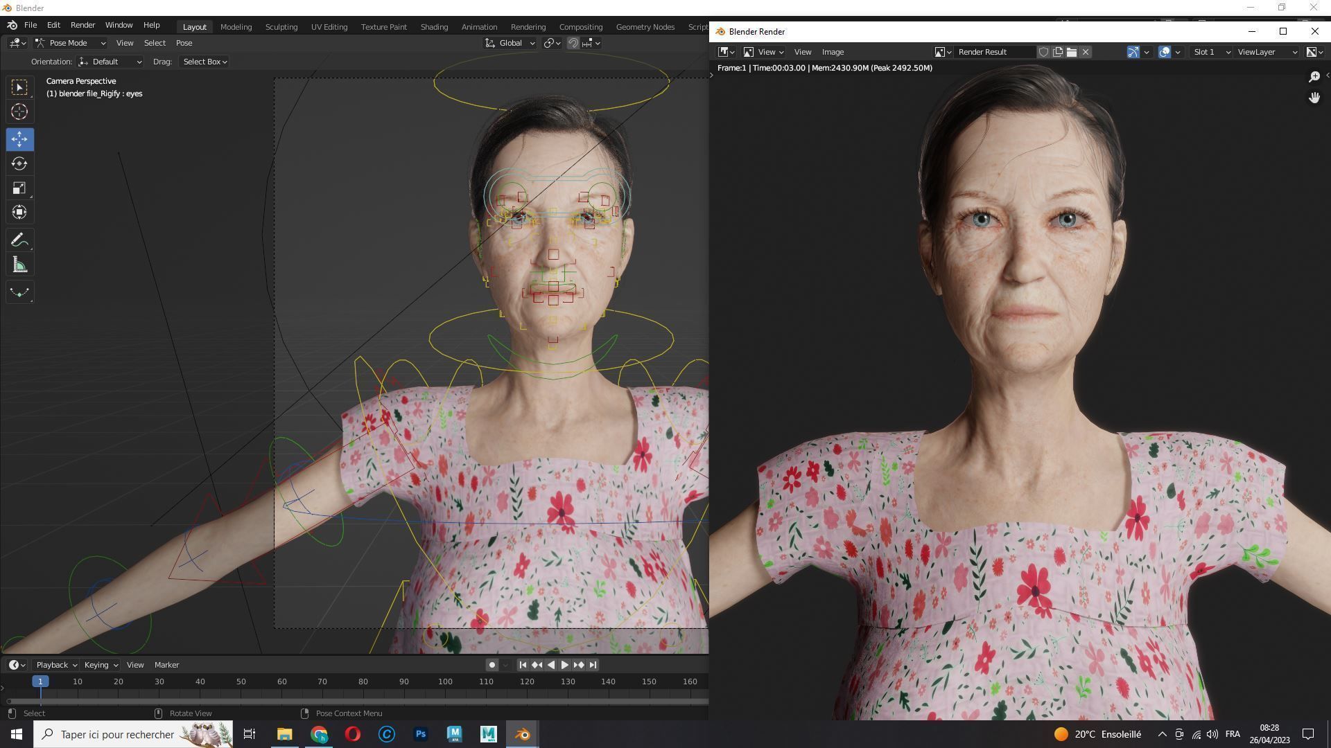 Evelyn - Realistic Old Woman Low-poly 3D model_14