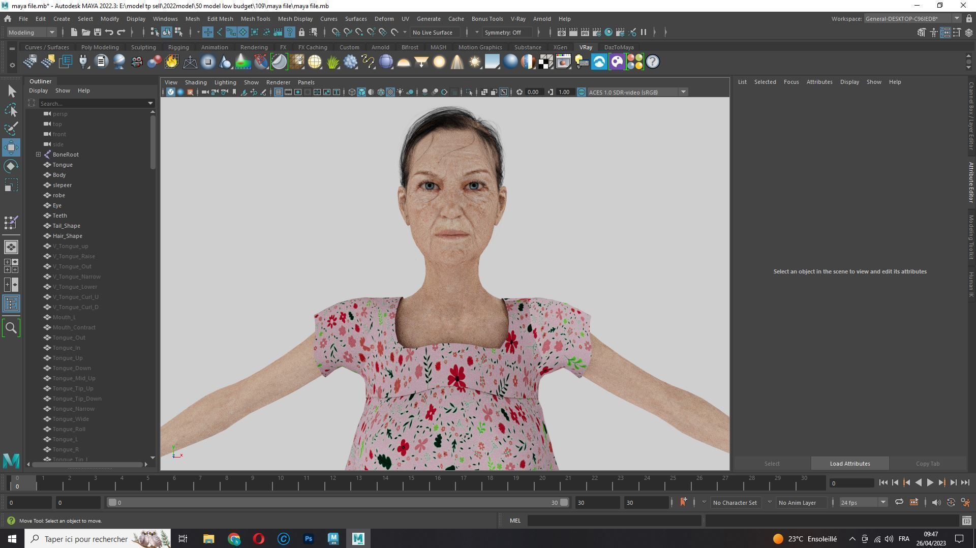 Evelyn - Realistic Old Woman Low-poly 3D model_17