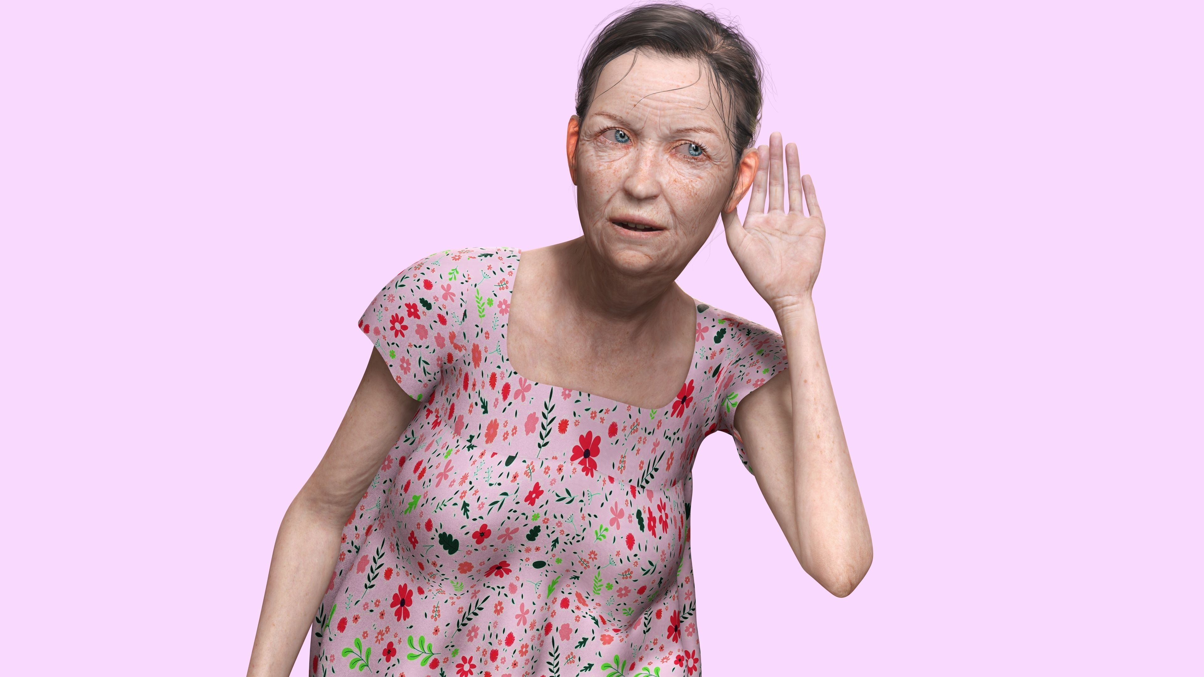 Evelyn - Realistic Old Woman Low-poly 3D model_10