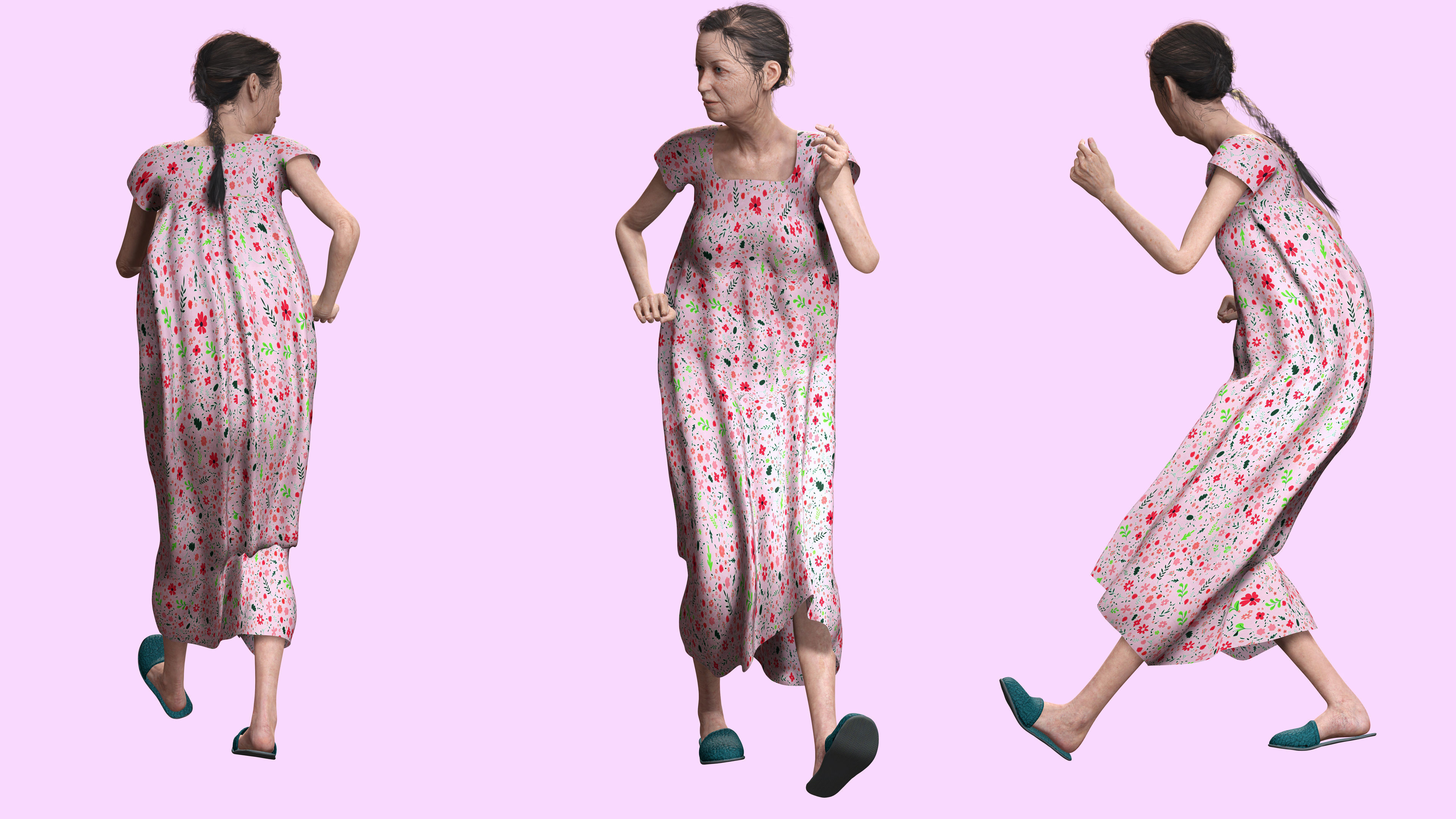 Evelyn - Realistic Old Woman Low-poly 3D model_3