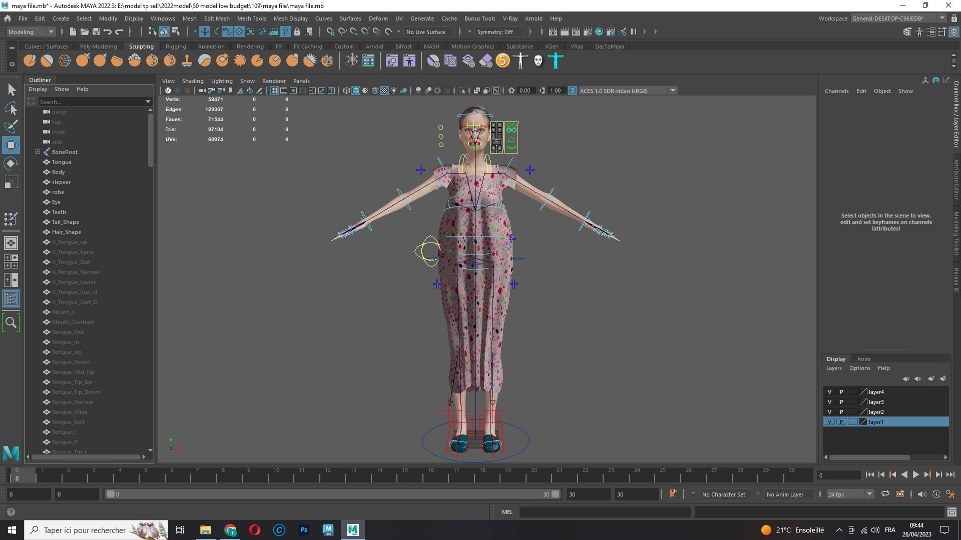 Evelyn - Realistic Old Woman Low-poly 3D model_16