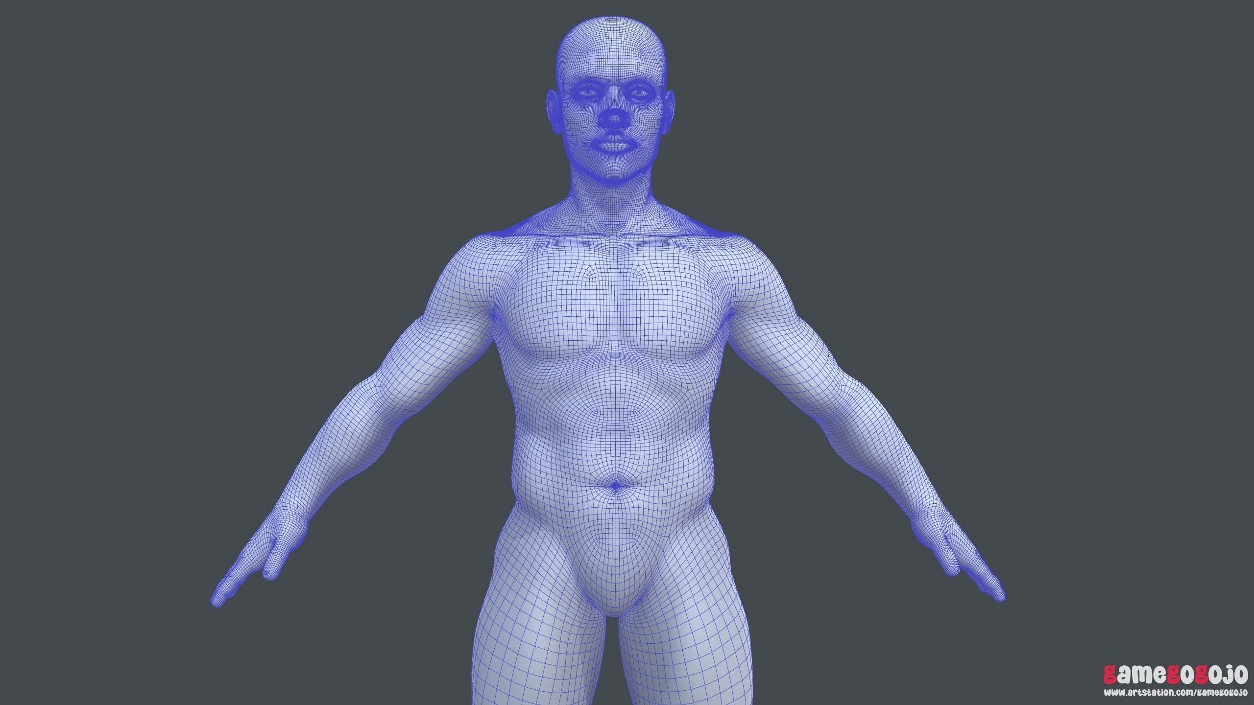 Base Mesh Male Character 3D model_10