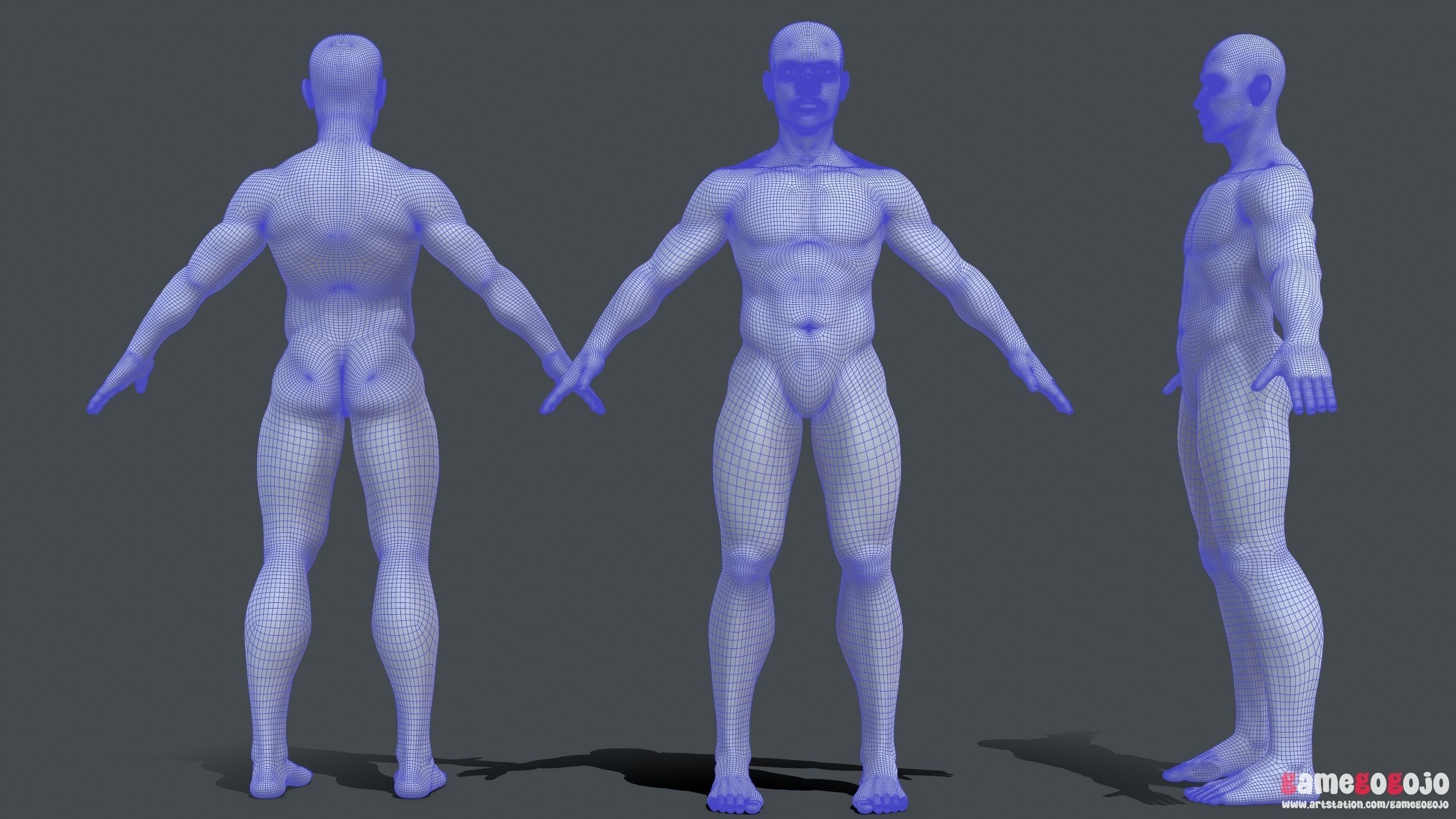 Base Mesh Male Character 3D model_4