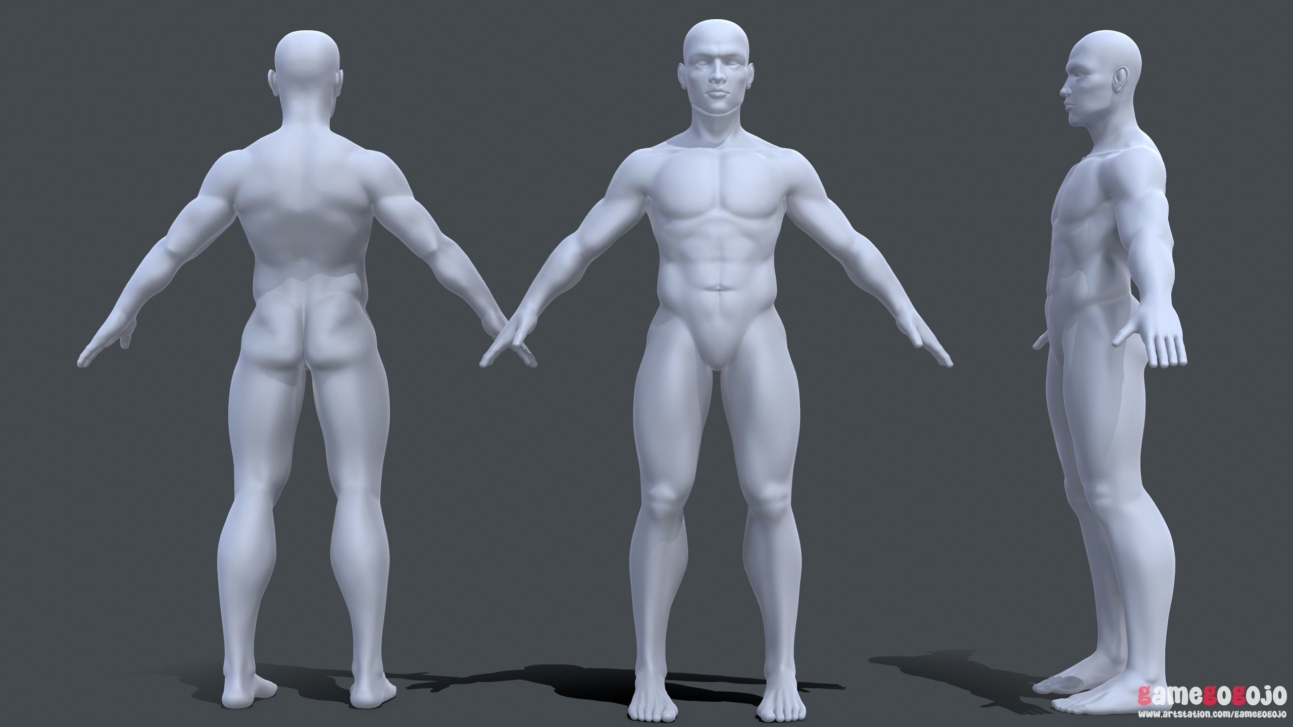 Base Mesh Male Character 3D model_3