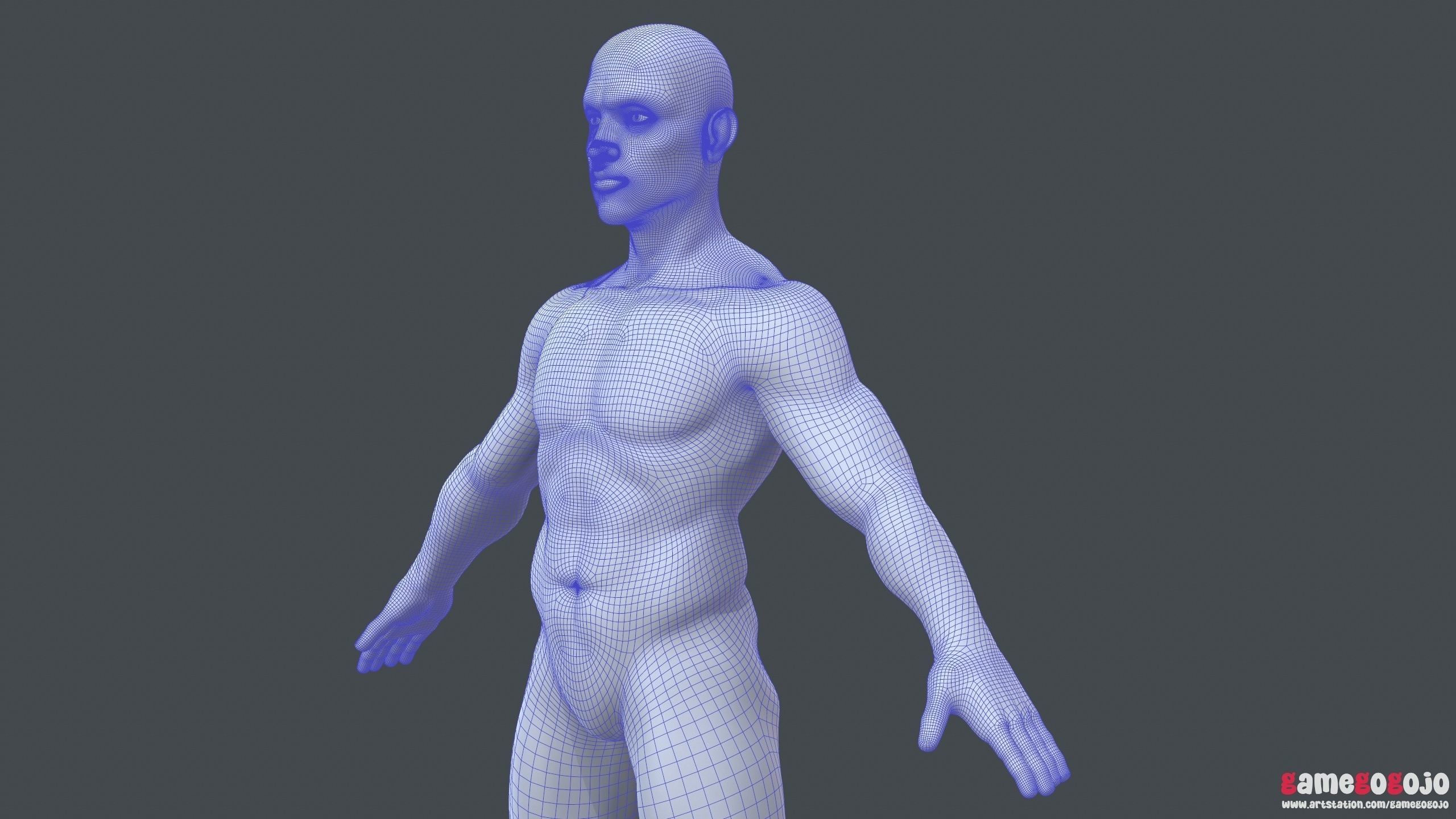 Base Mesh Male Character 3D model_11