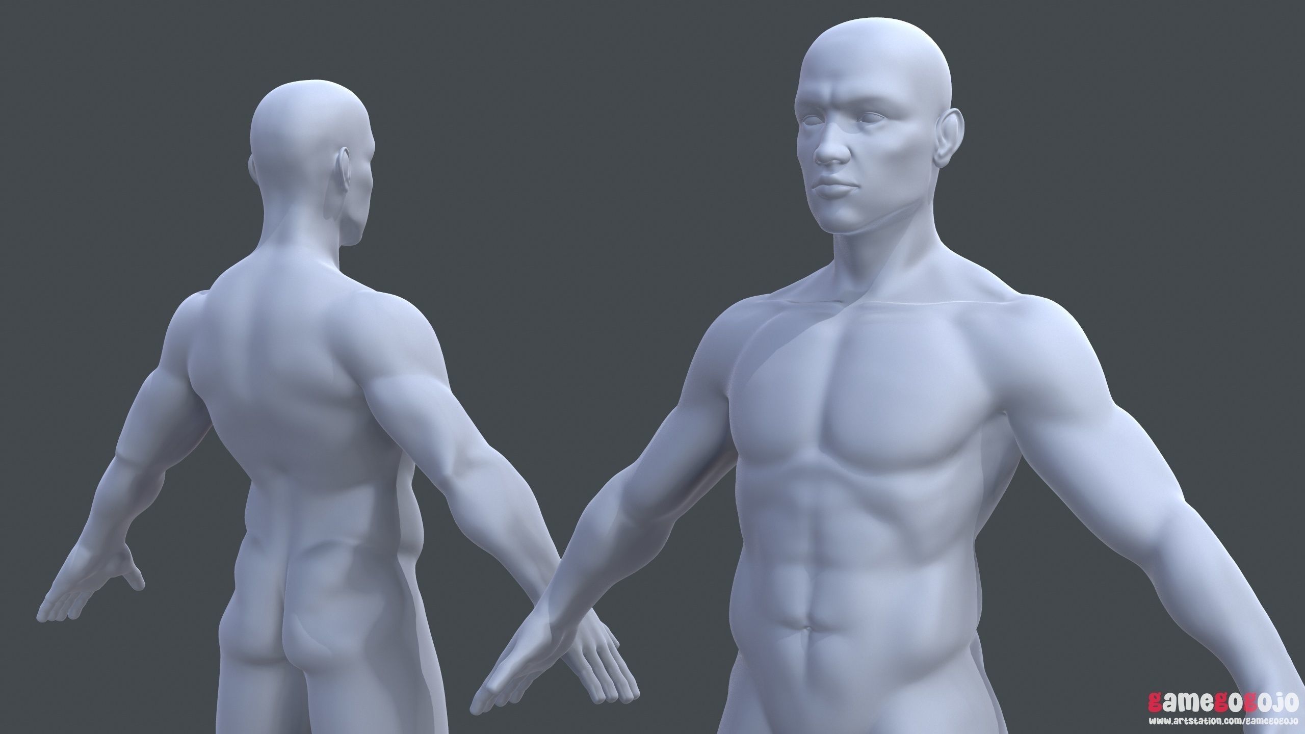 Base Mesh Male Character 3D model_14