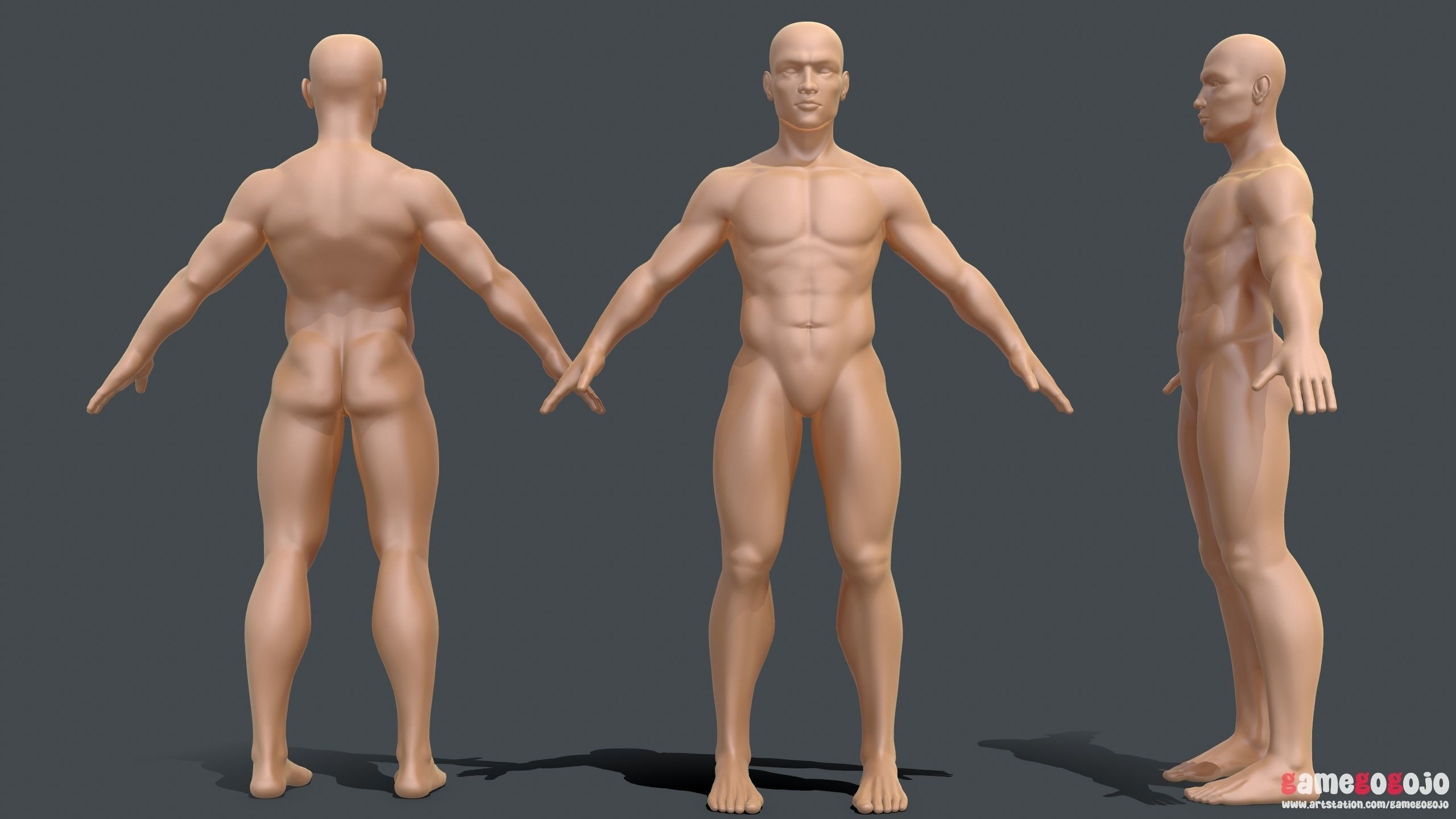 Base Mesh Male Character 3D model_5