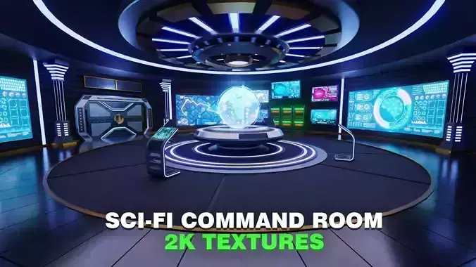 Sci-Fi Command Room Interior 3D Model Low-poly 3D model