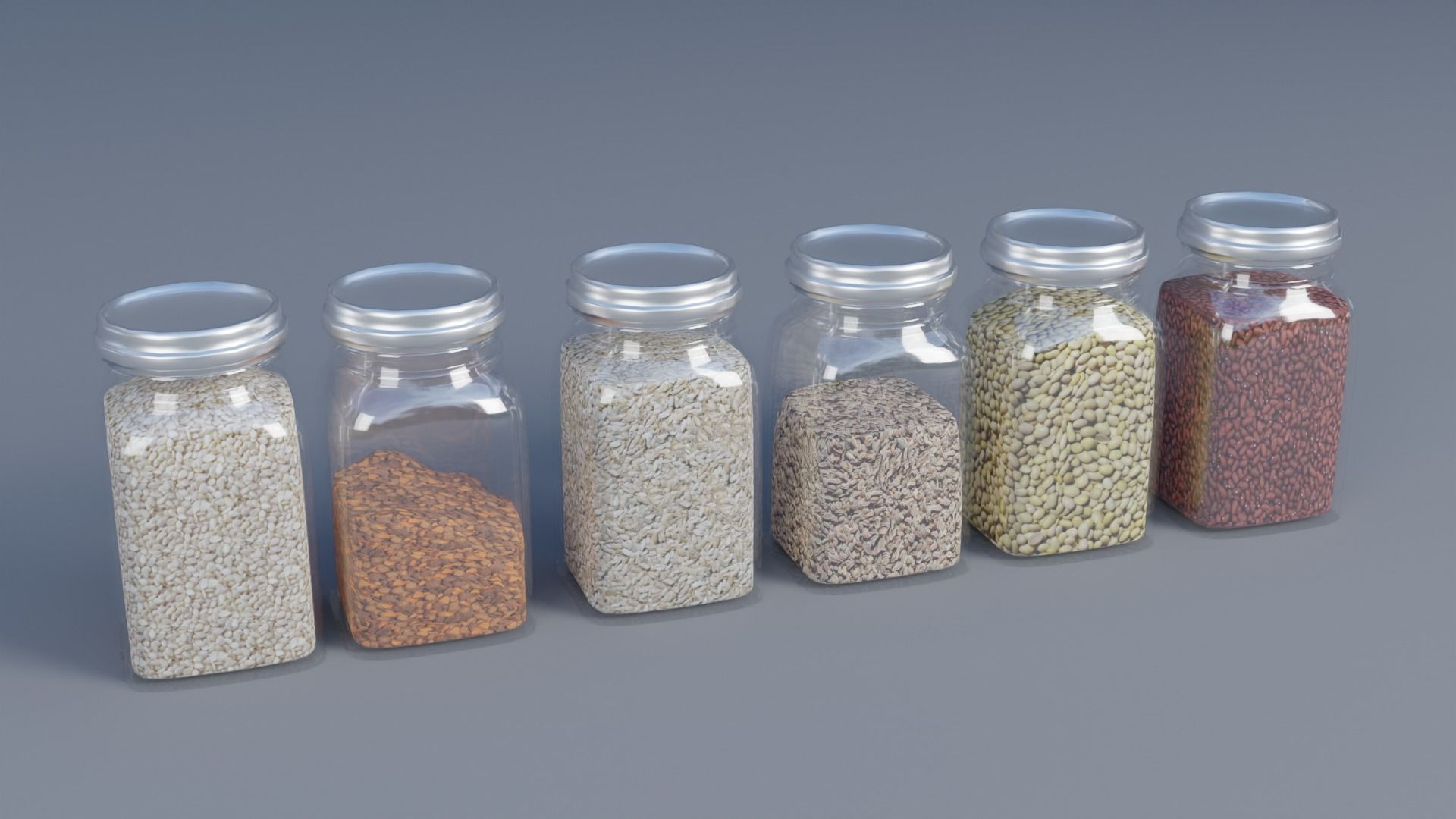 Jars Set Low-poly 3D model_1