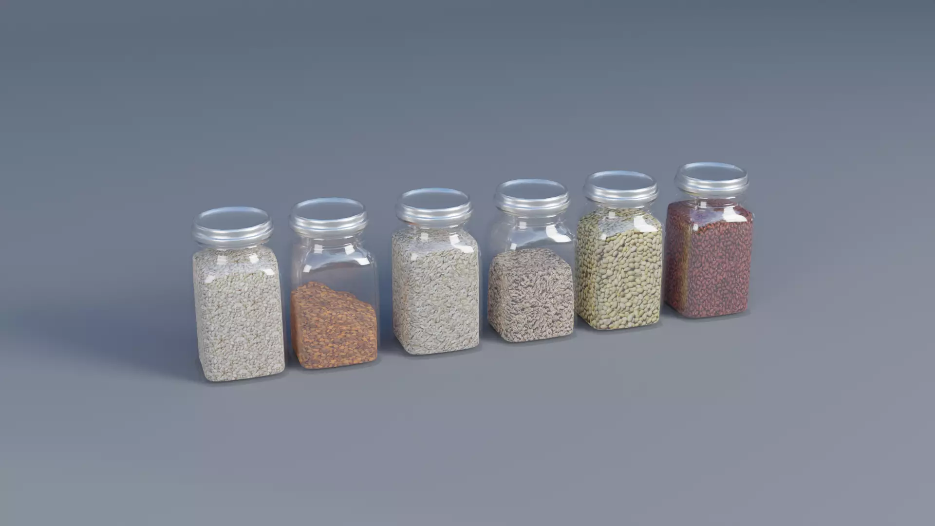 Jars Set Low-poly 3D model_0