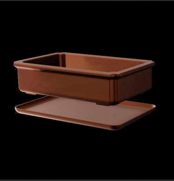 Bonsai pot rectangular 001 3D print model_2