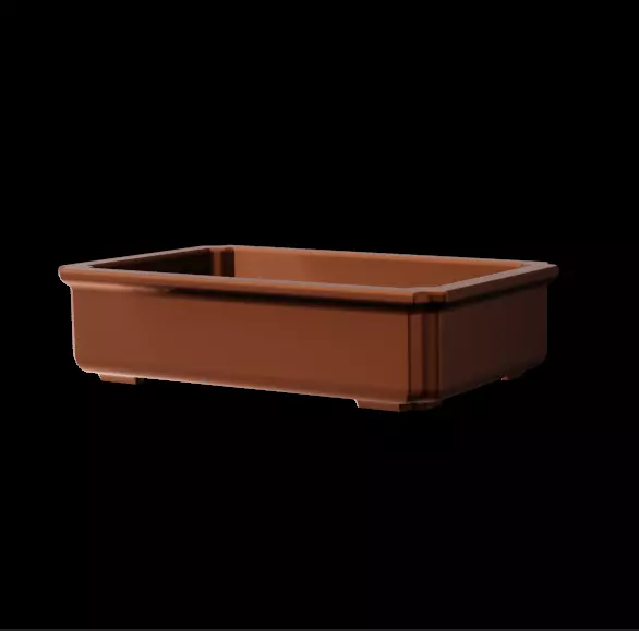 Bonsai pot rectangular 001 3D print model_0