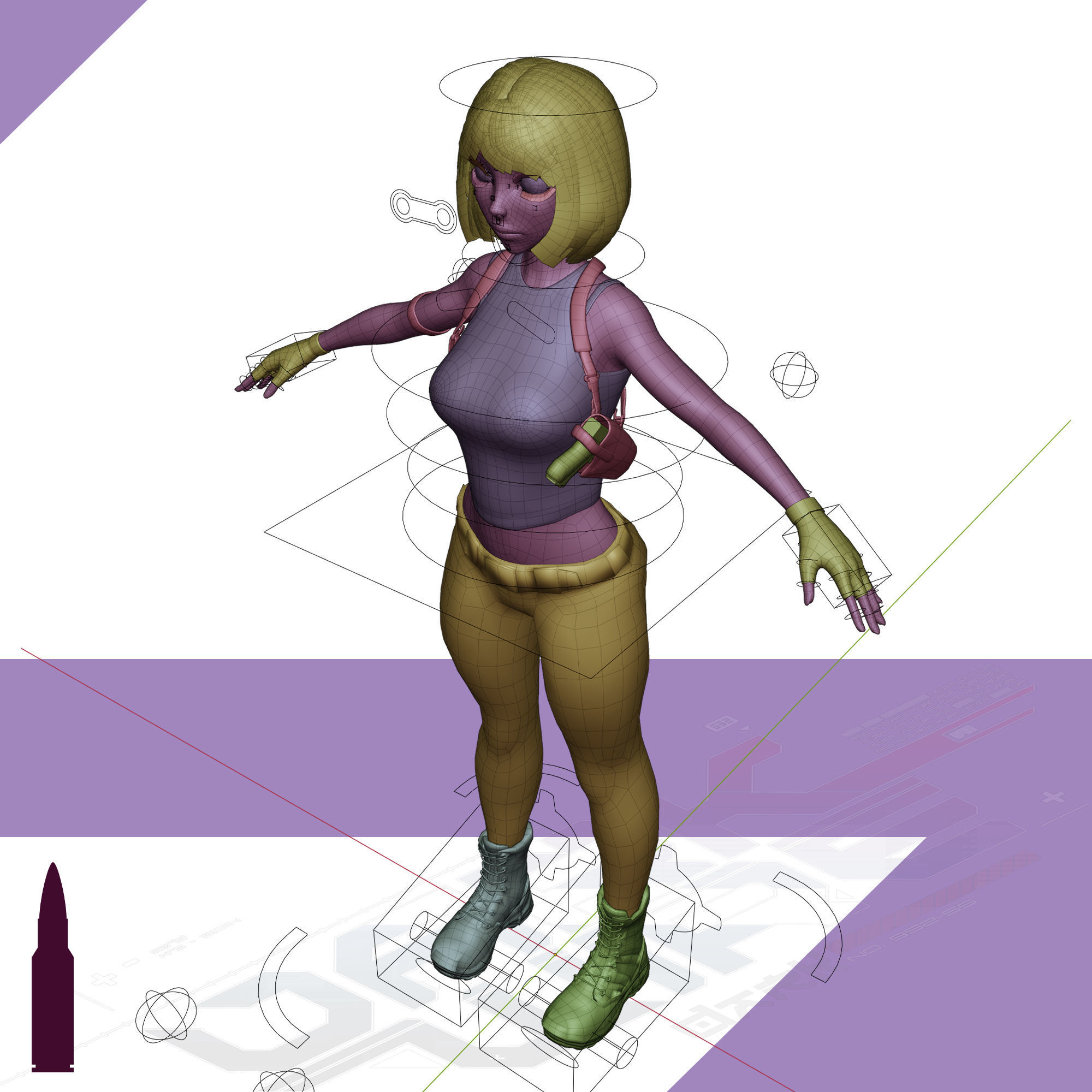 Naughty Girl - Game Ready Low-poly Character Low-poly 3D model_16