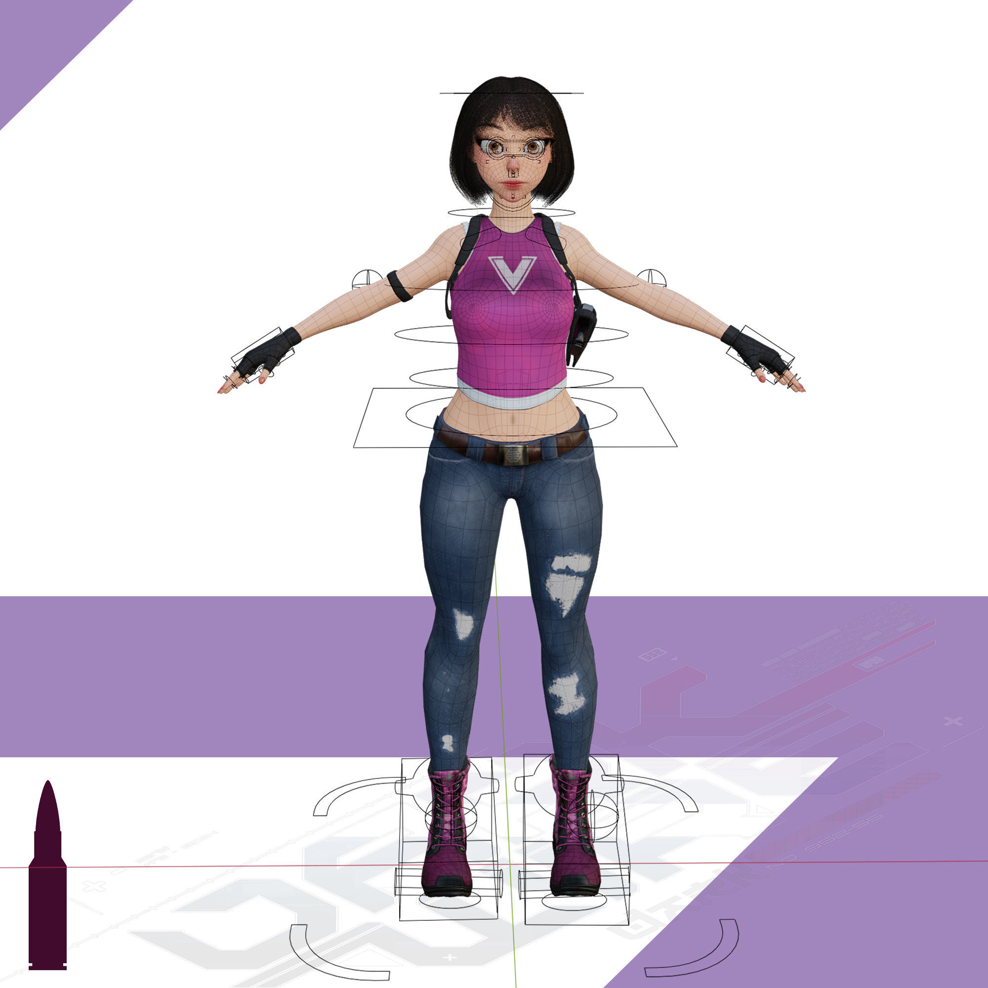 Naughty Girl - Game Ready Low-poly Character Low-poly 3D model_3