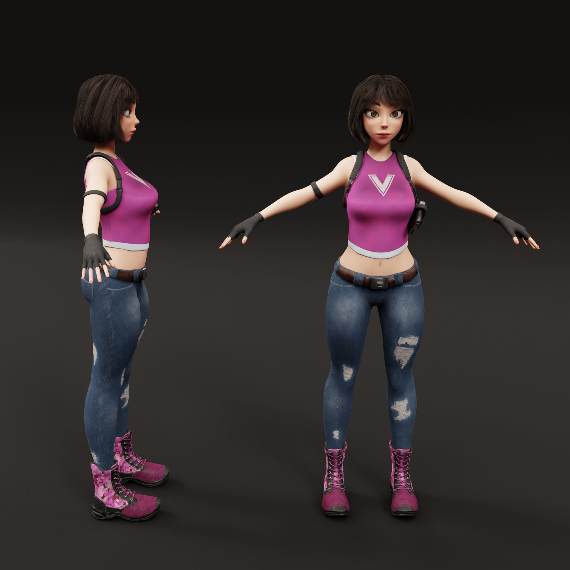 Naughty Girl - Game Ready Low-poly Character Low-poly 3D model_11