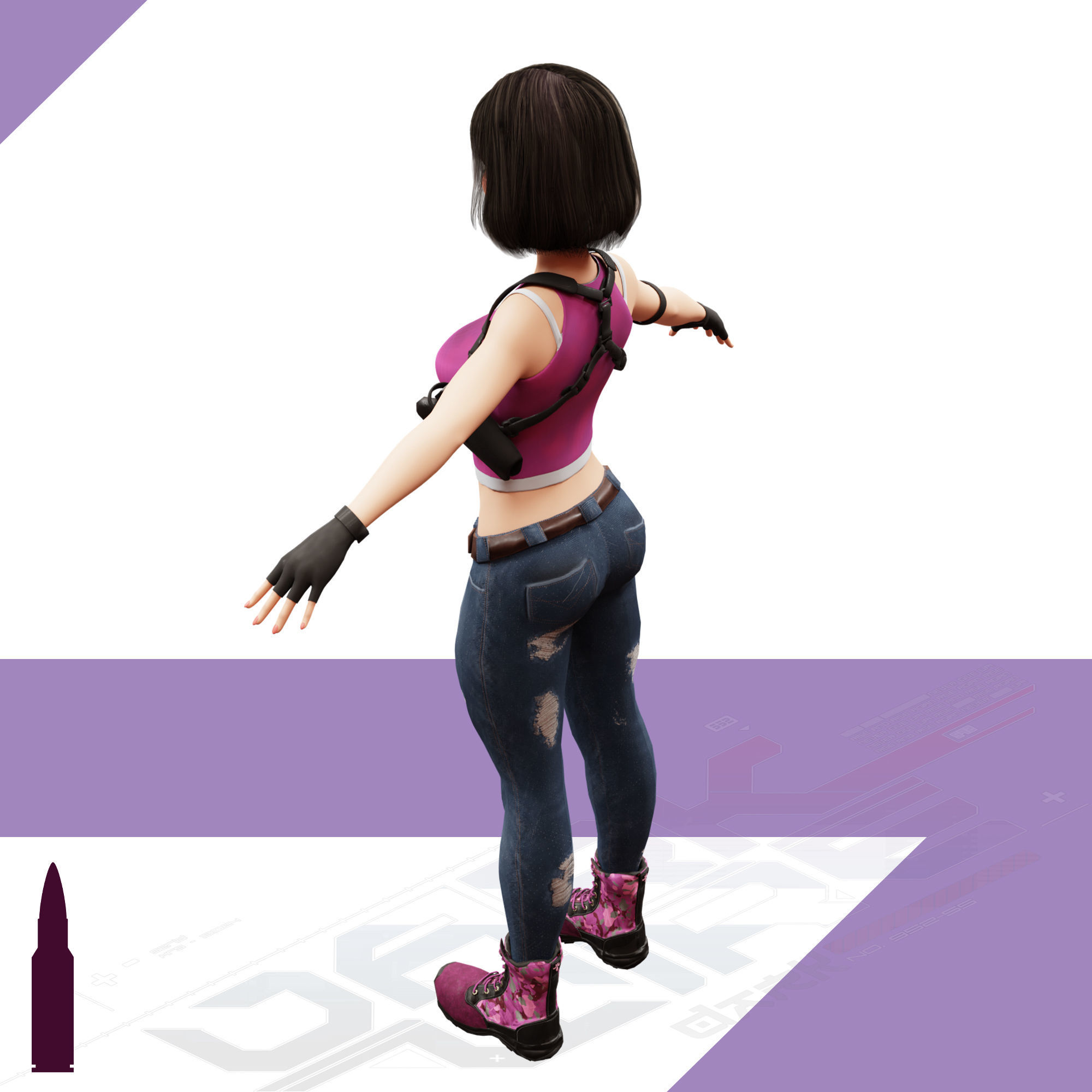 Naughty Girl - Game Ready Low-poly Character Low-poly 3D model_10
