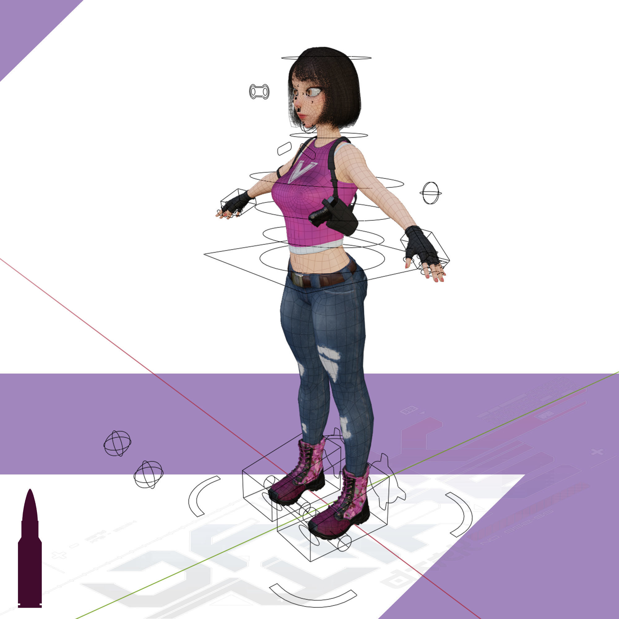 Naughty Girl - Game Ready Low-poly Character Low-poly 3D model_6