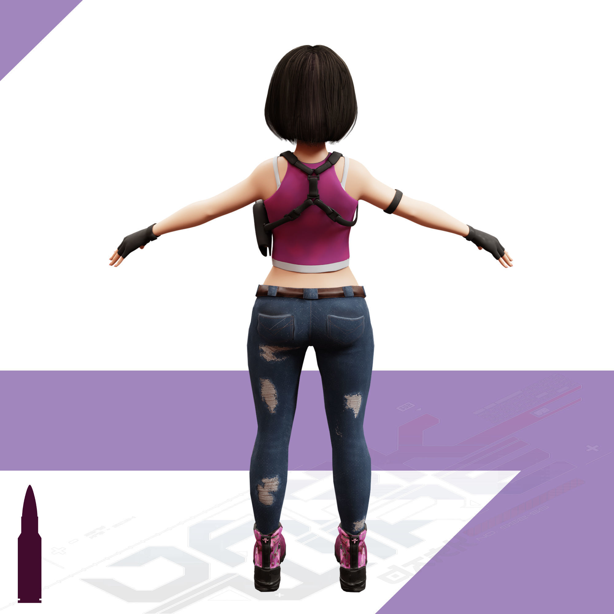 Naughty Girl - Game Ready Low-poly Character Low-poly 3D model_9
