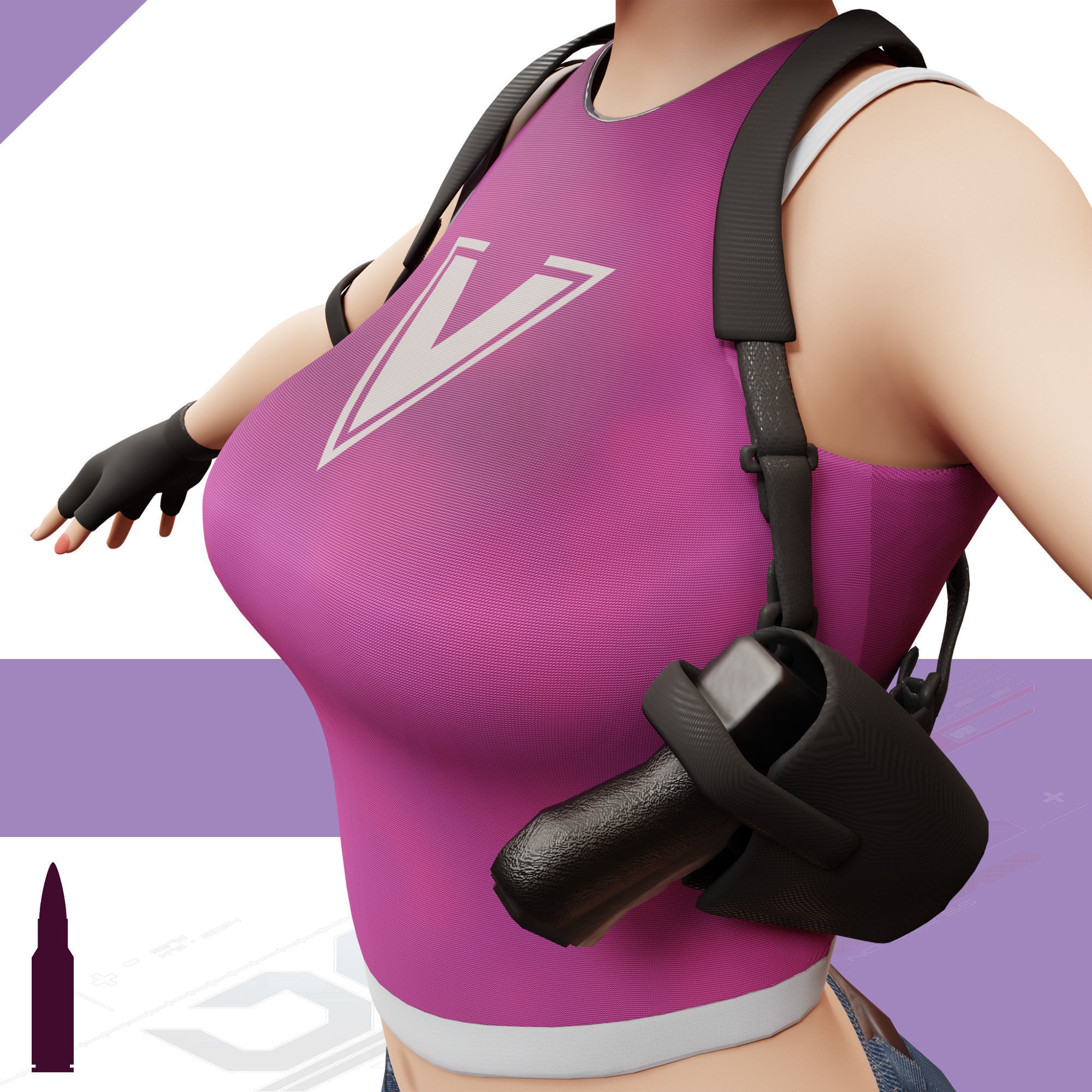 Naughty Girl - Game Ready Low-poly Character Low-poly 3D model_2