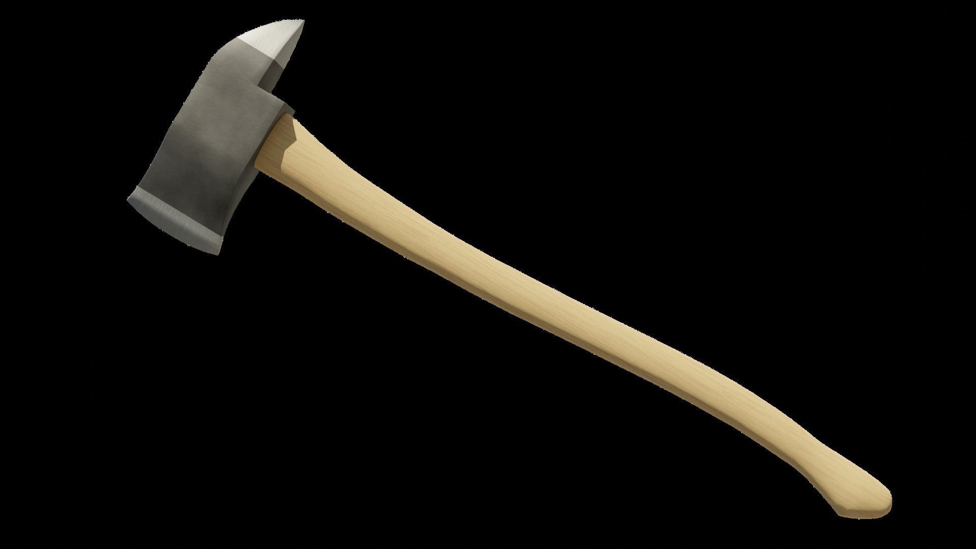 Axe with wooden handle Low-poly 3D model_4