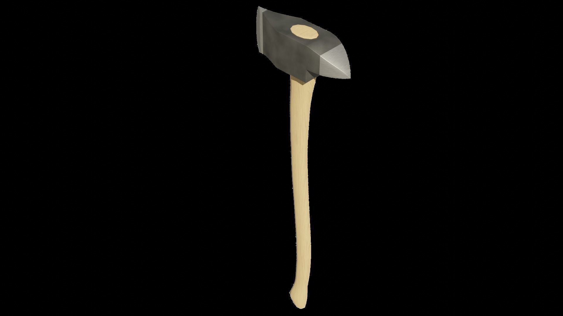 Axe with wooden handle Low-poly 3D model_1
