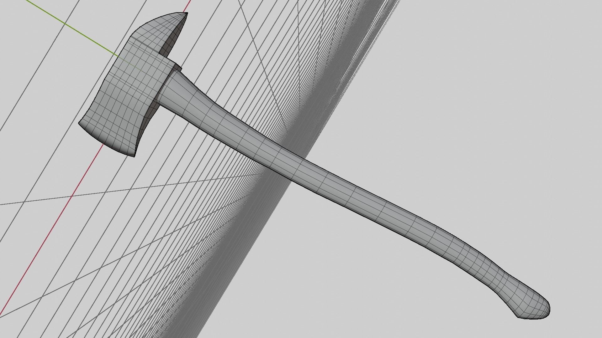 Axe with wooden handle Low-poly 3D model_7