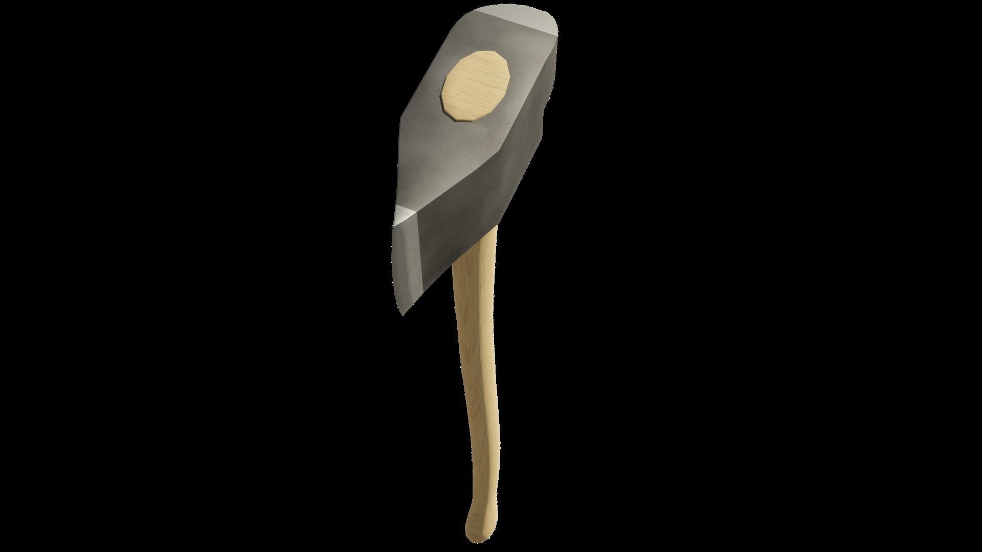 Axe with wooden handle Low-poly 3D model_2