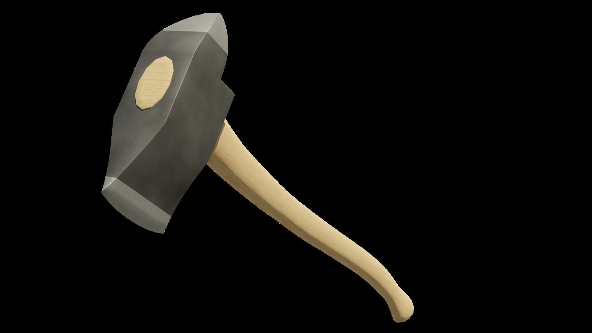 Axe with wooden handle Low-poly 3D model_5