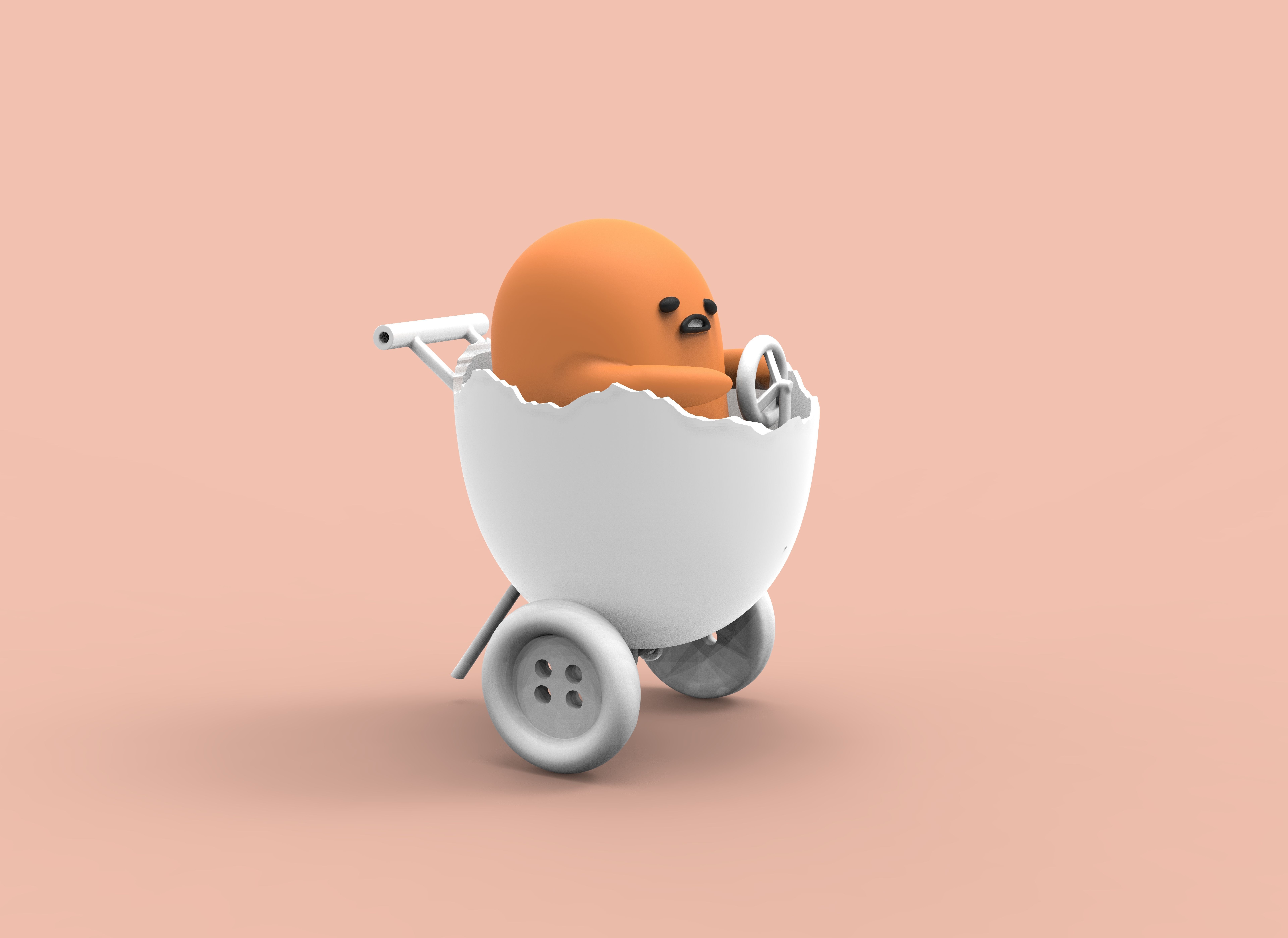 GUDETAMA AND CAR - GUDETAMA MAS CARRITO  3D print model_10
