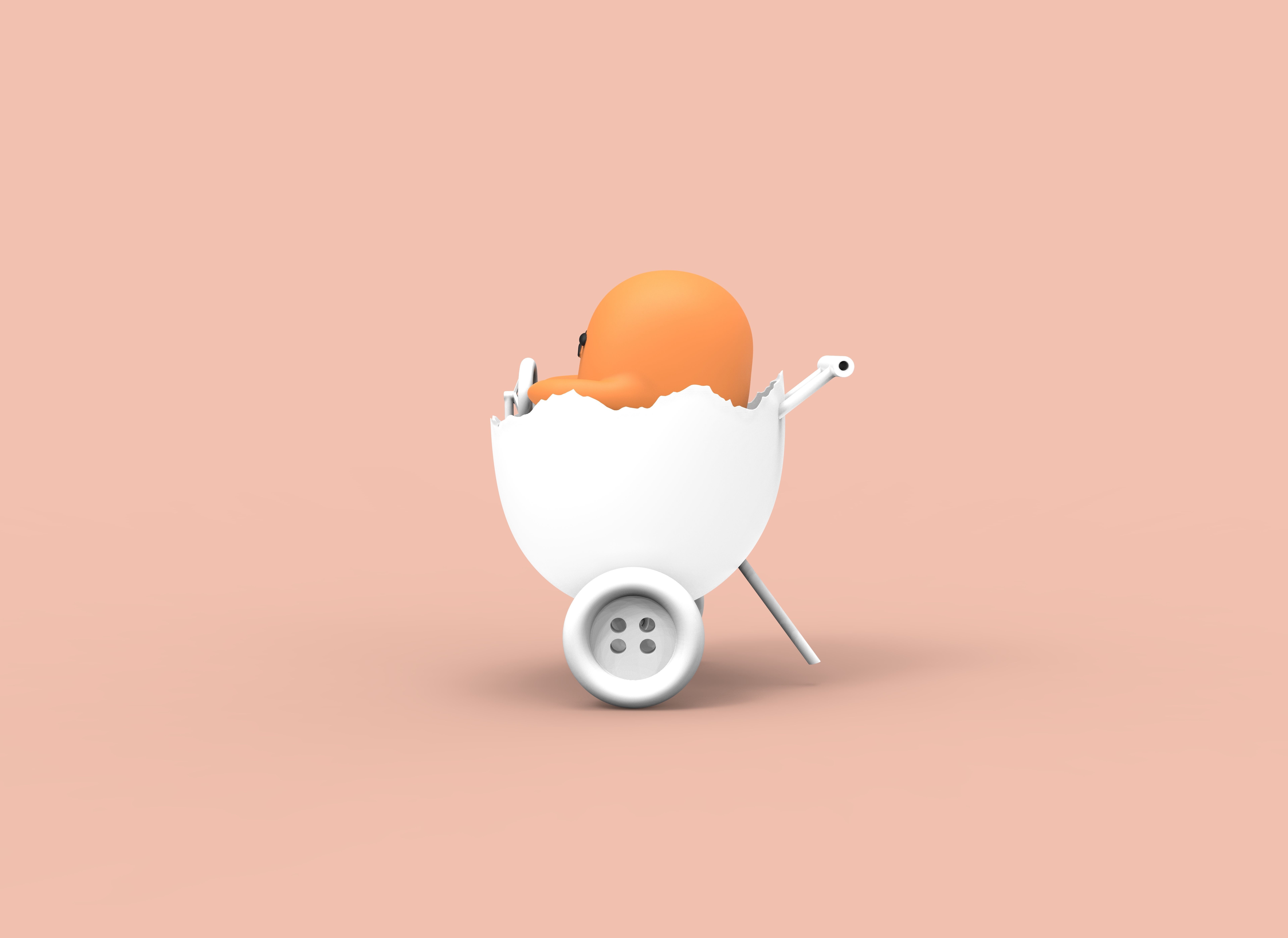 GUDETAMA AND CAR - GUDETAMA MAS CARRITO  3D print model_8