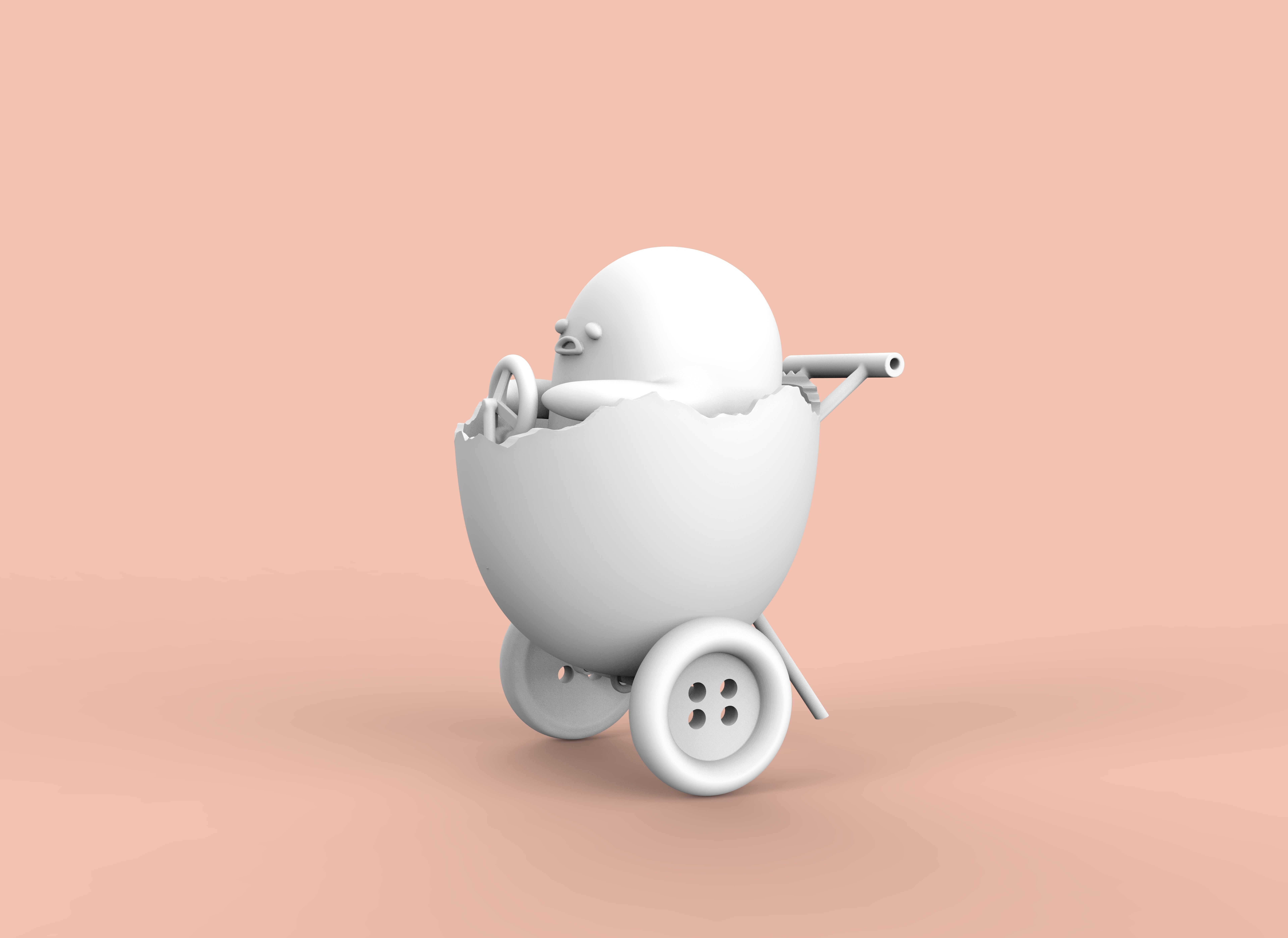 GUDETAMA AND CAR - GUDETAMA MAS CARRITO  3D print model_1