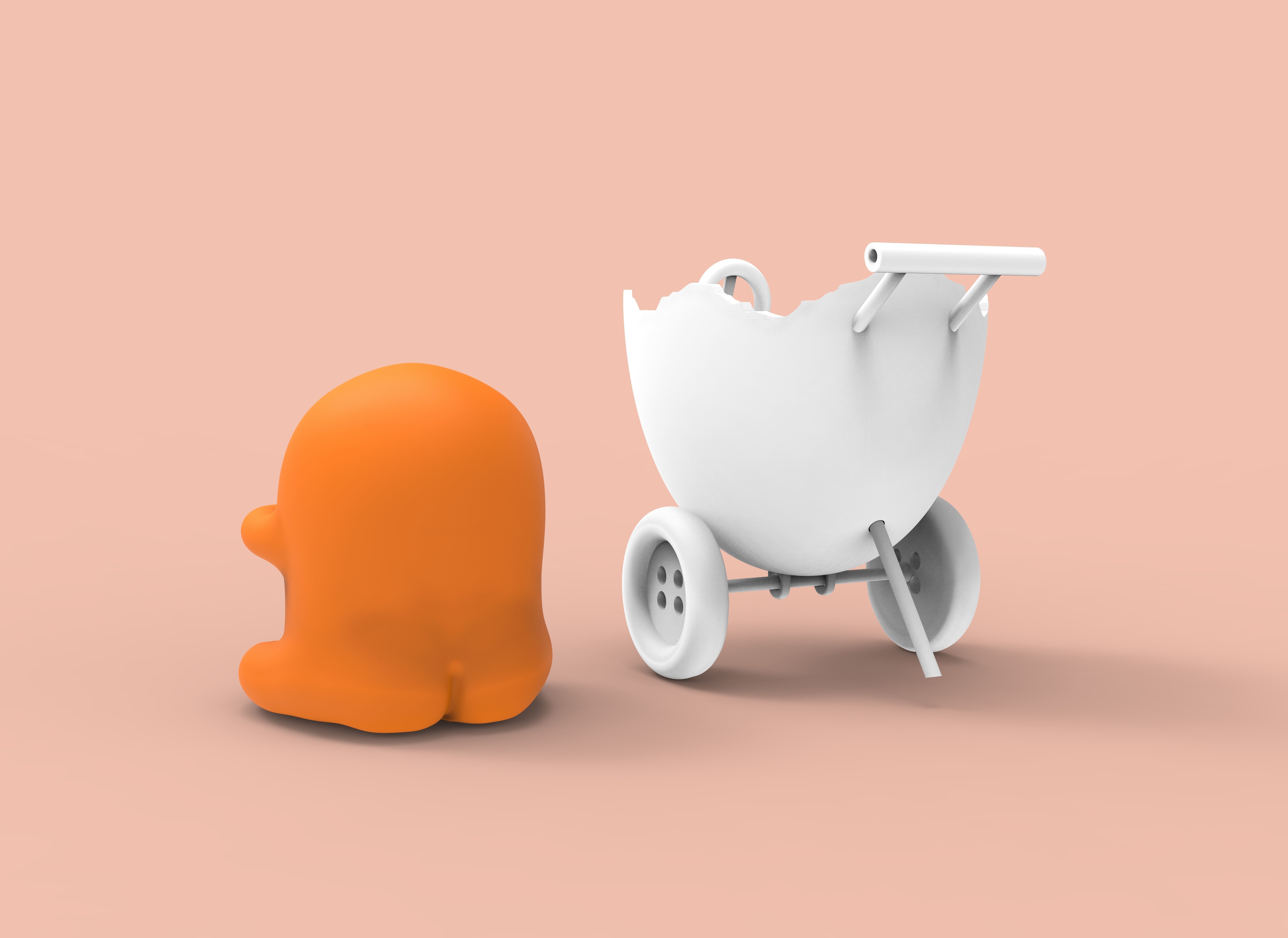 GUDETAMA AND CAR - GUDETAMA MAS CARRITO  3D print model_12