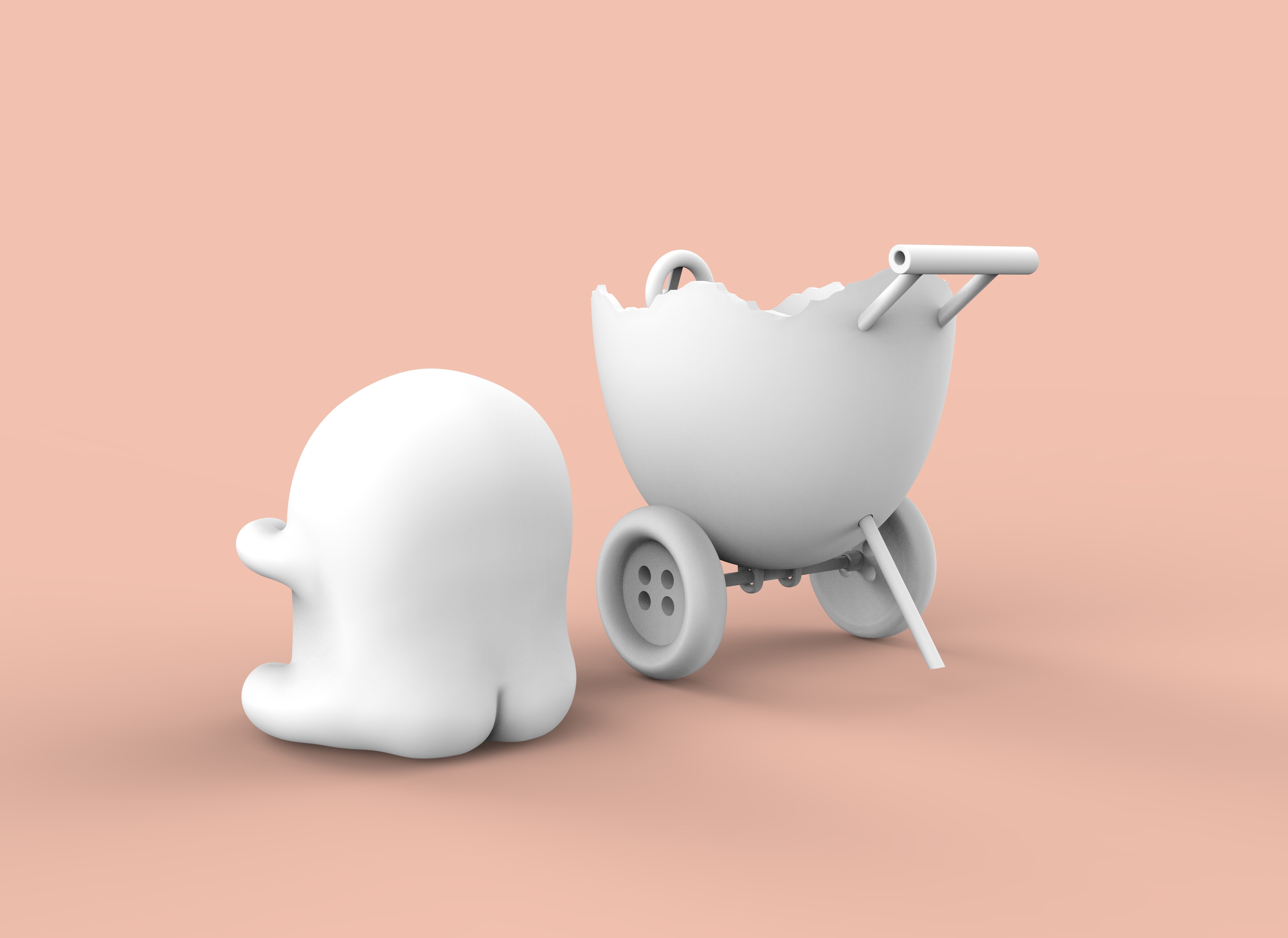 GUDETAMA AND CAR - GUDETAMA MAS CARRITO  3D print model_4