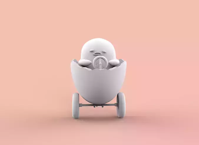 GUDETAMA AND CAR - GUDETAMA MAS CARRITO  3D print model