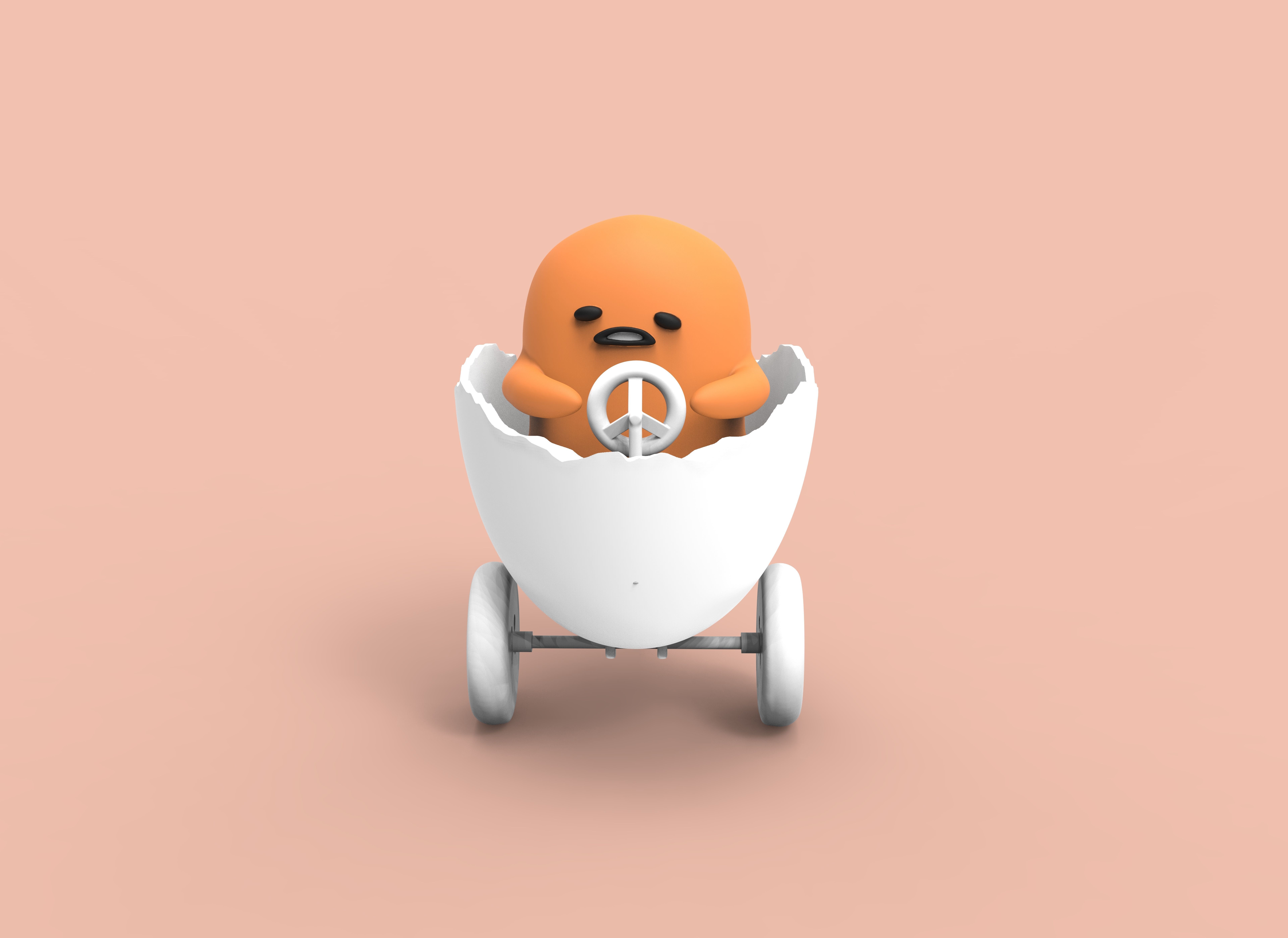 GUDETAMA AND CAR - GUDETAMA MAS CARRITO  3D print model_6