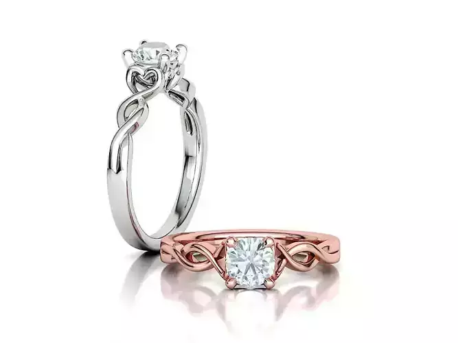 Paradise Hearts Ring 6mm Diamond 4claw setting 3D print model