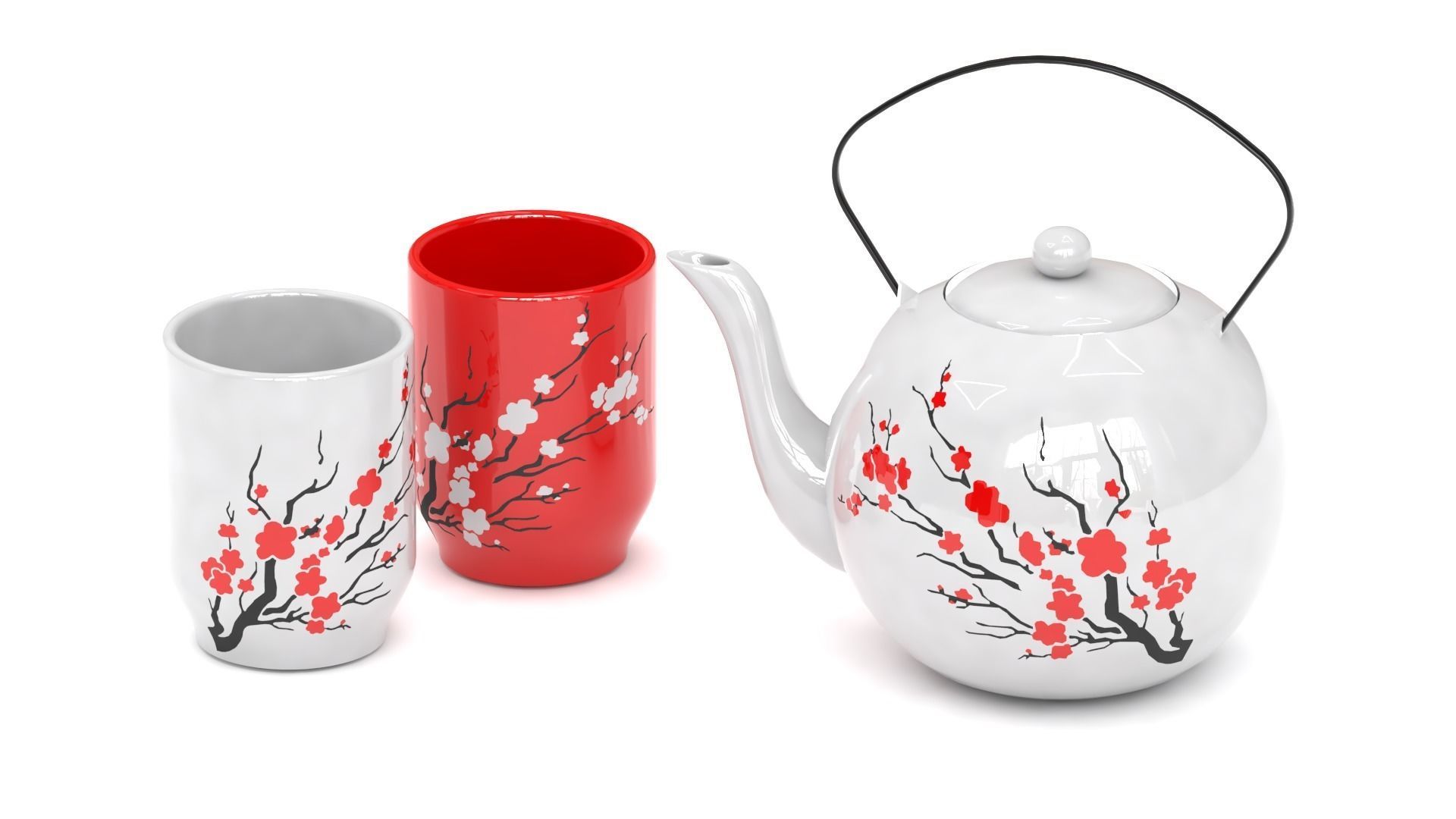 Asian tea sets and coffee cups 3D Model Collection_4