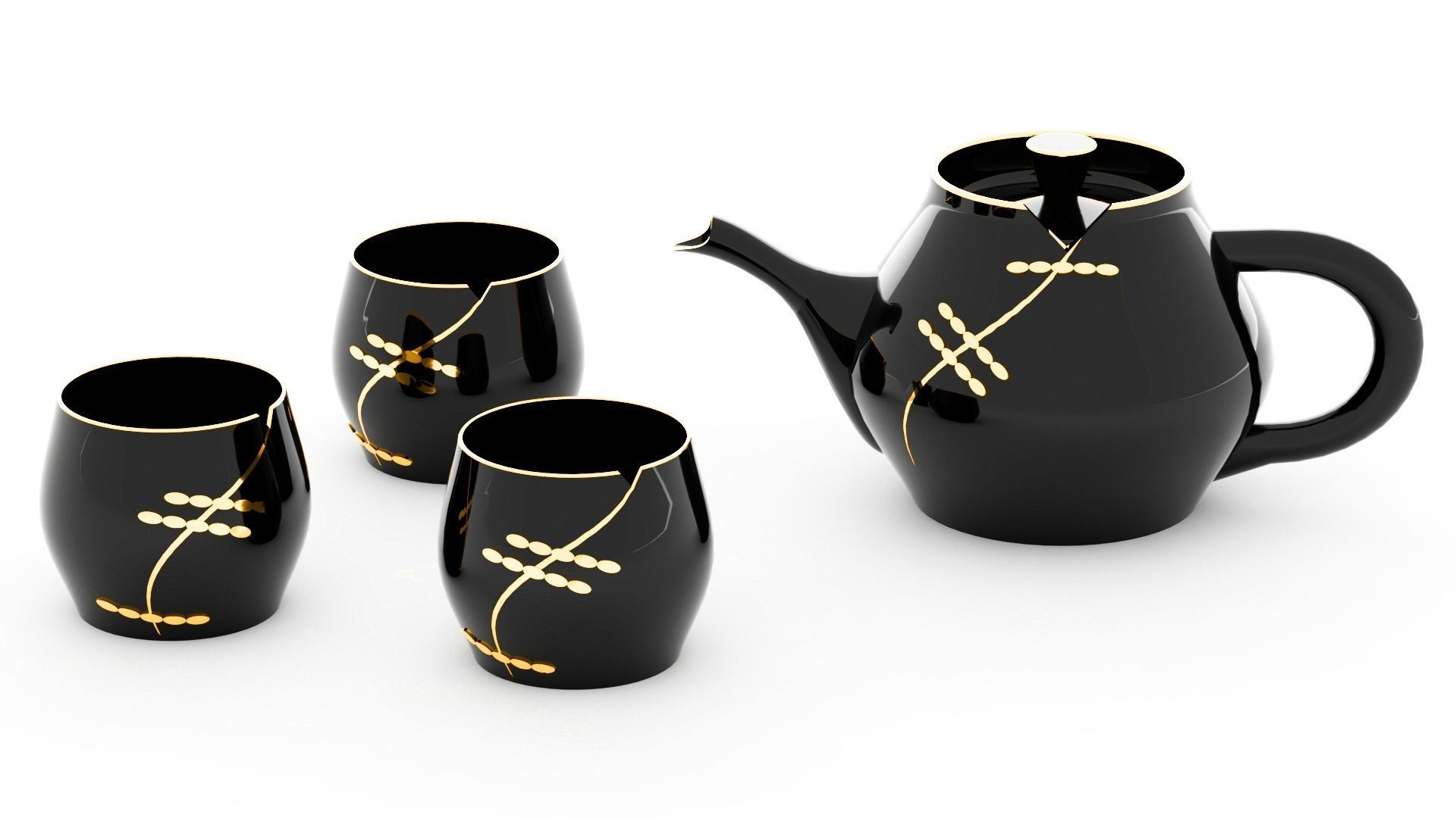 Asian tea sets and coffee cups 3D Model Collection_1