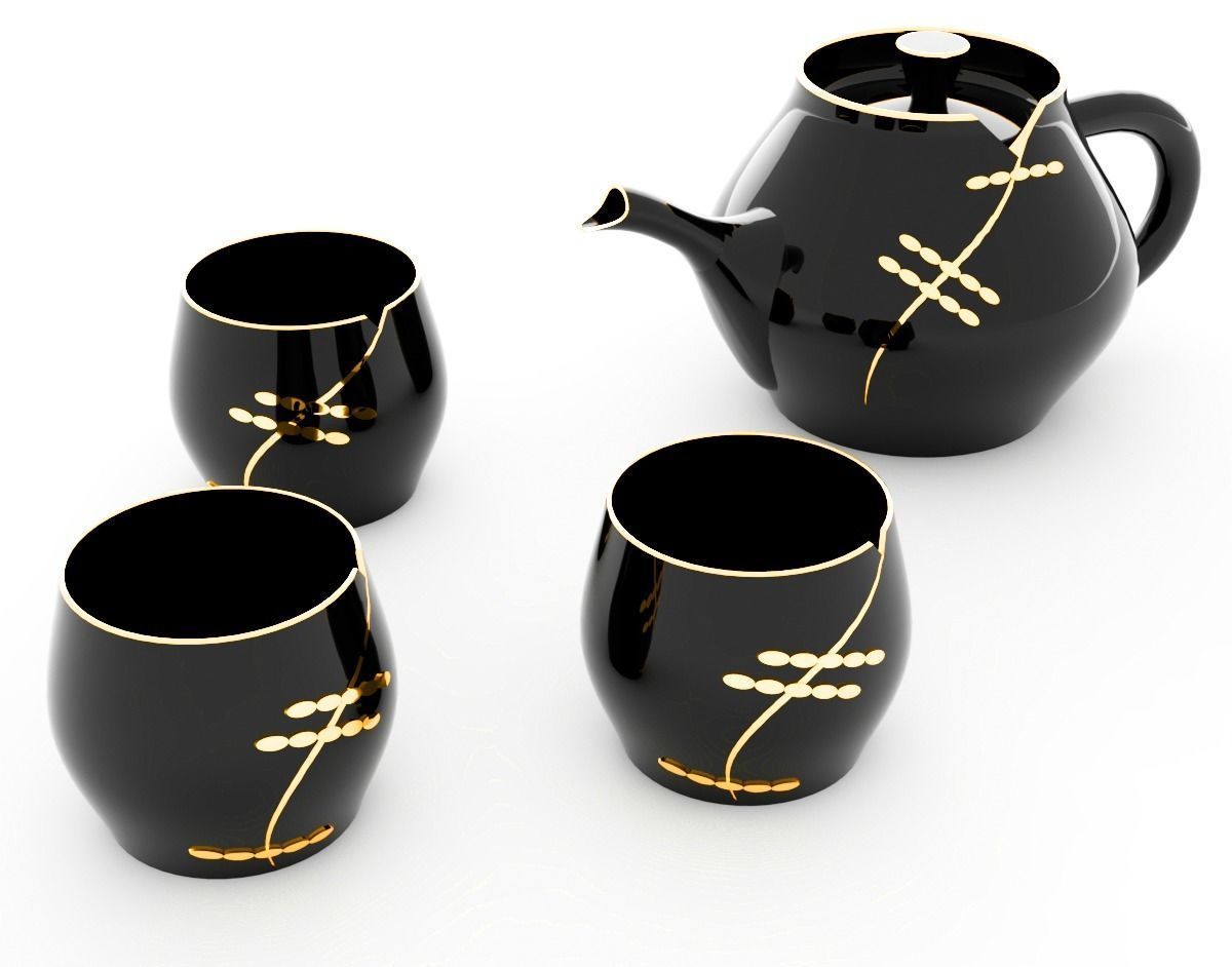 Asian tea sets and coffee cups 3D Model Collection_2