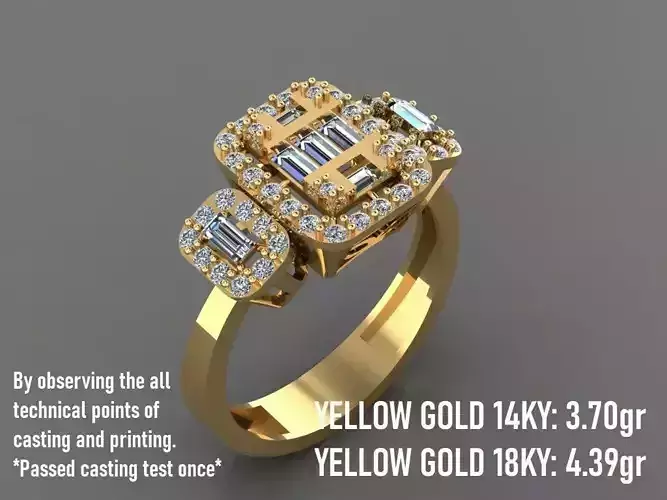 Baguette and Round Stones Engagement Ring 17 -