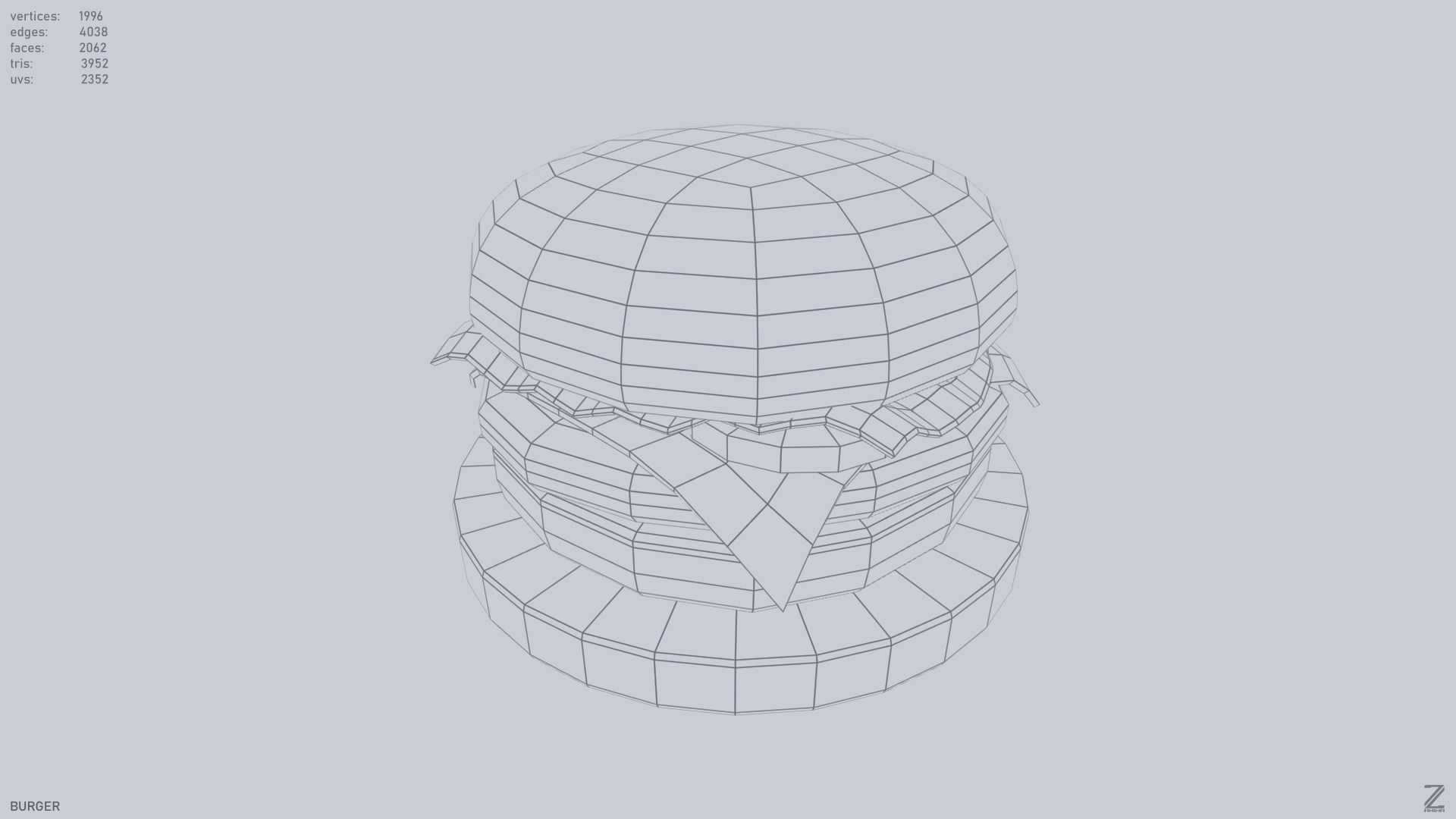 Burger Low-poly 3D model_10