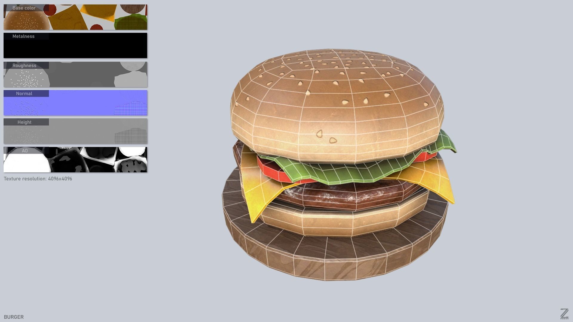 Burger Low-poly 3D model_1