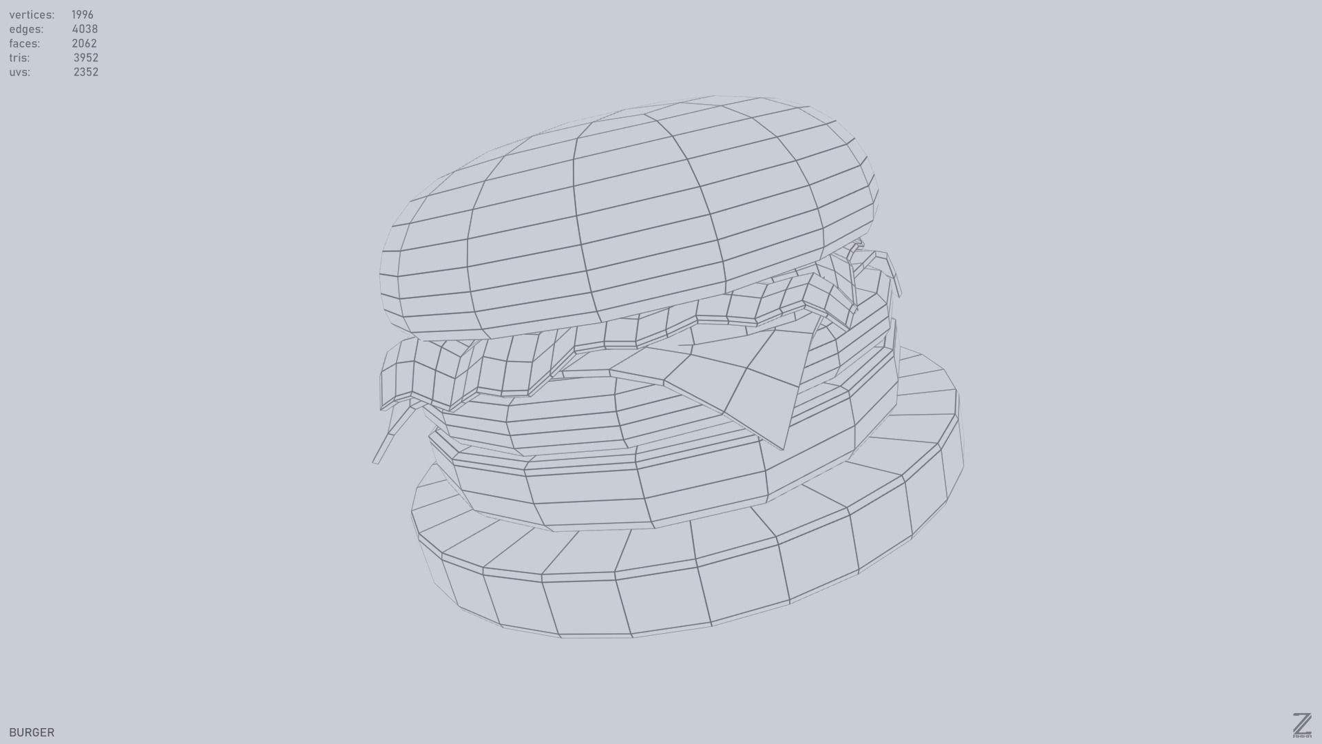 Burger Low-poly 3D model_2