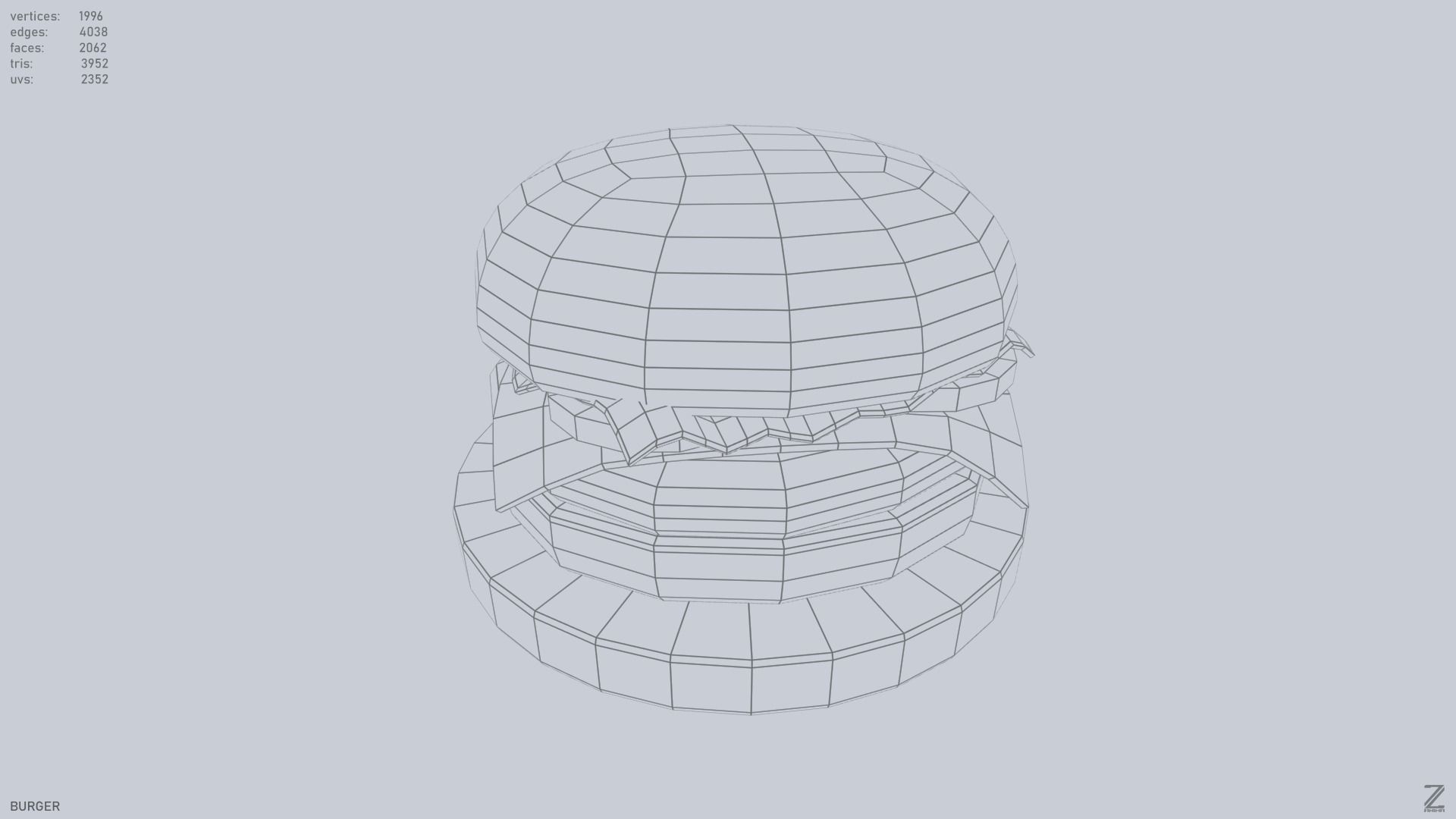 Burger Low-poly 3D model_9