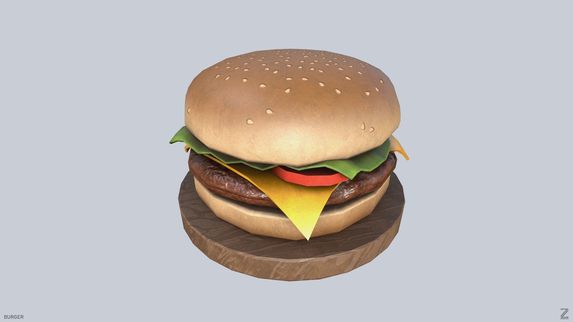Burger Low-poly 3D model_3