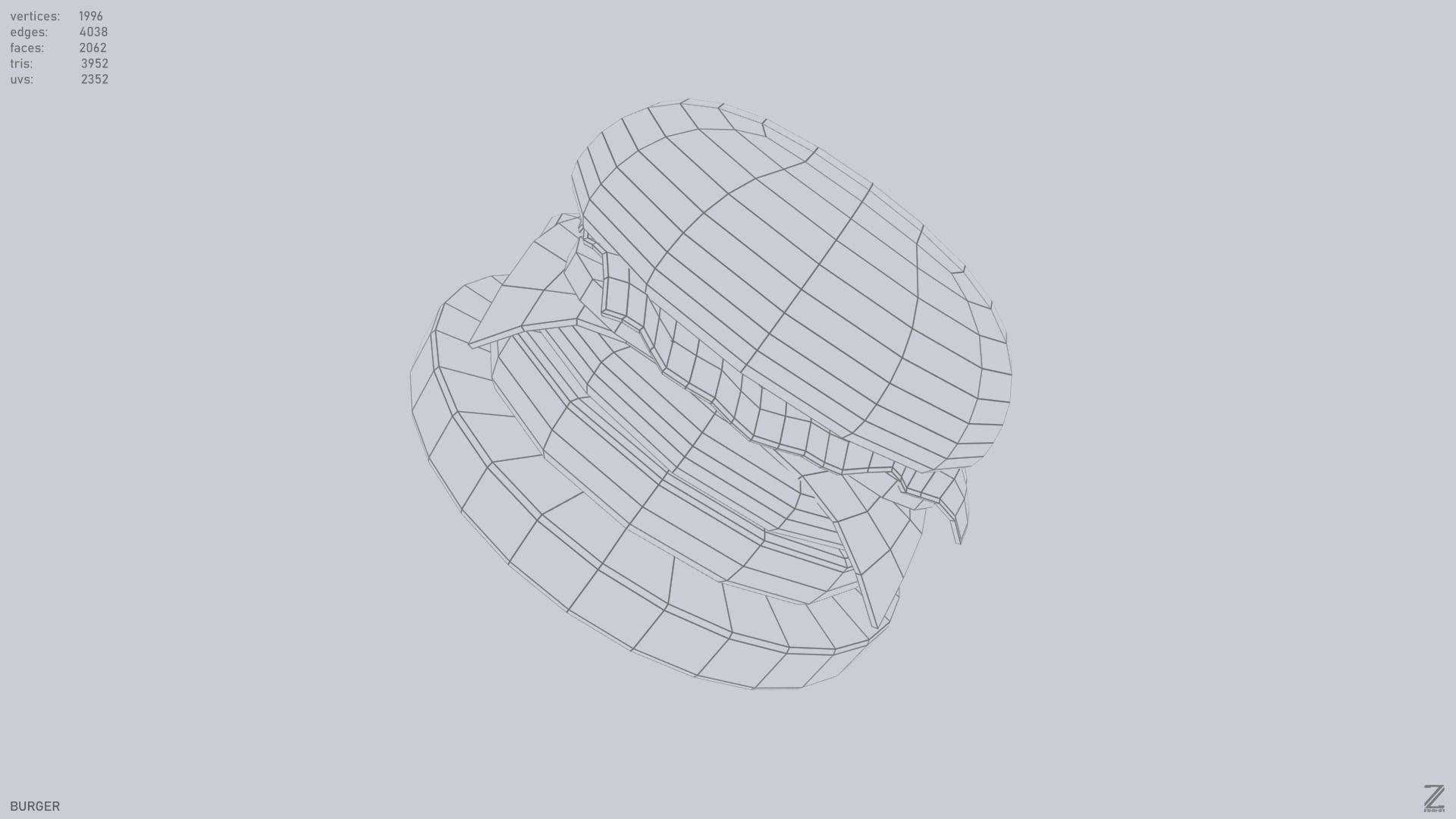 Burger Low-poly 3D model_13